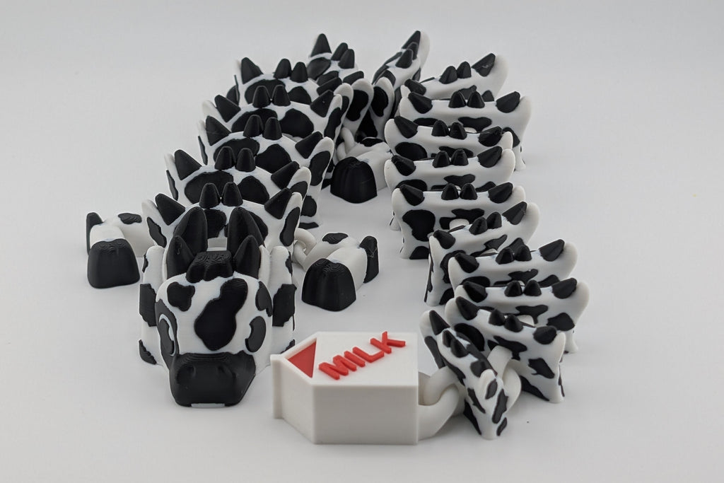 Cow Dragon – Articulated Flexi Toy with Milk Carton Tail