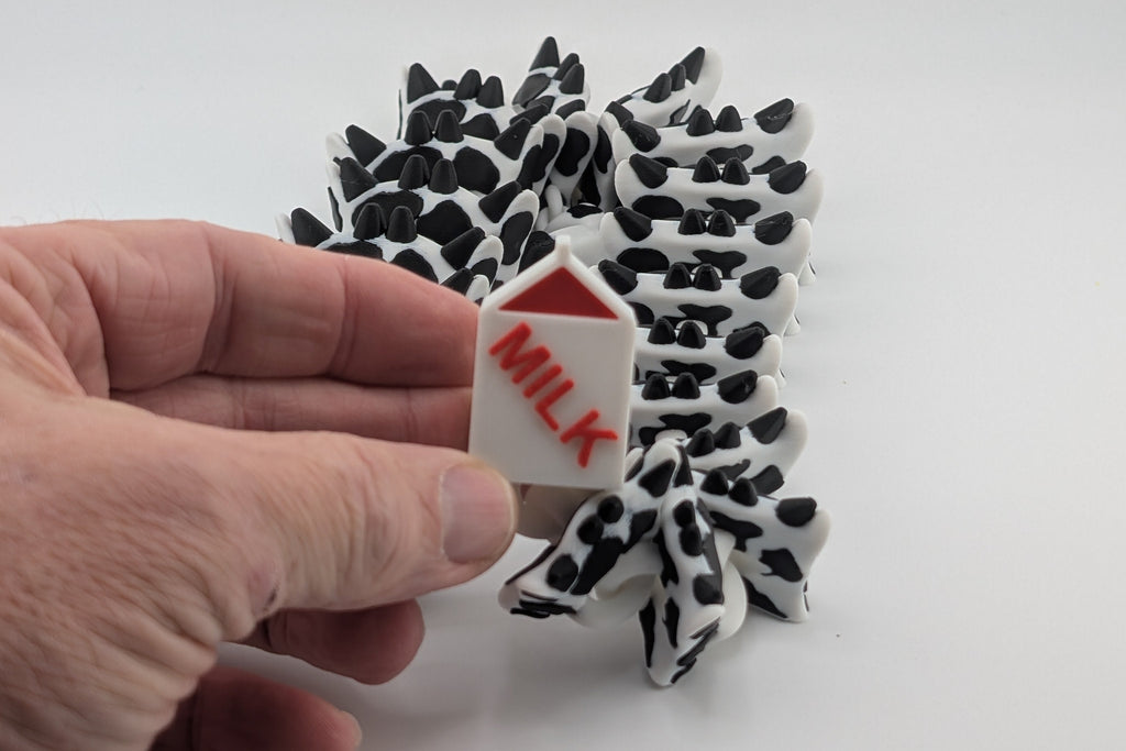 Cow Dragon – Articulated Flexi Toy with Milk Carton Tail