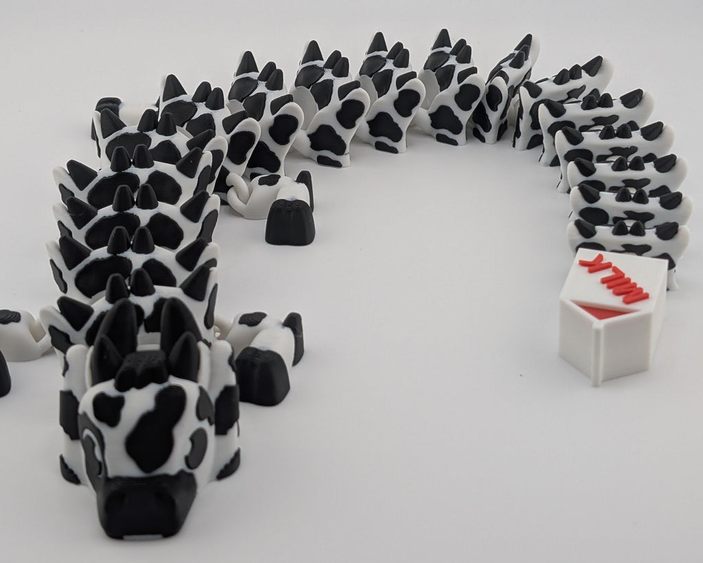 Cow Dragon – Articulated Flexi Toy with Milk Carton Tail