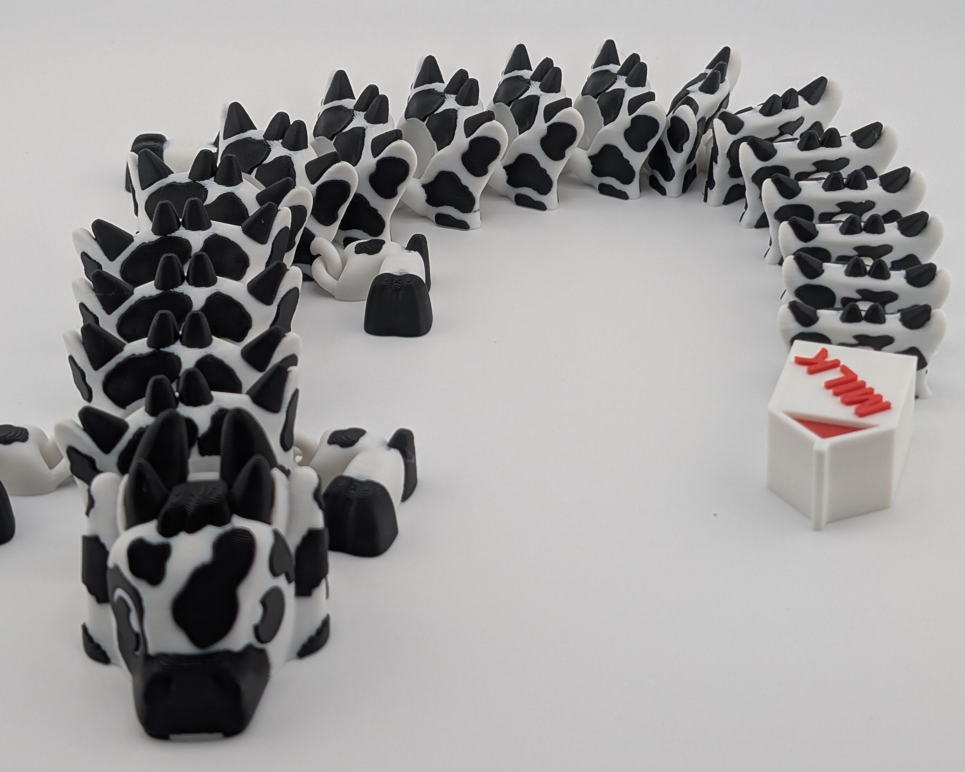 Cow Dragon – Articulated Flexi Toy with Milk Carton Tail