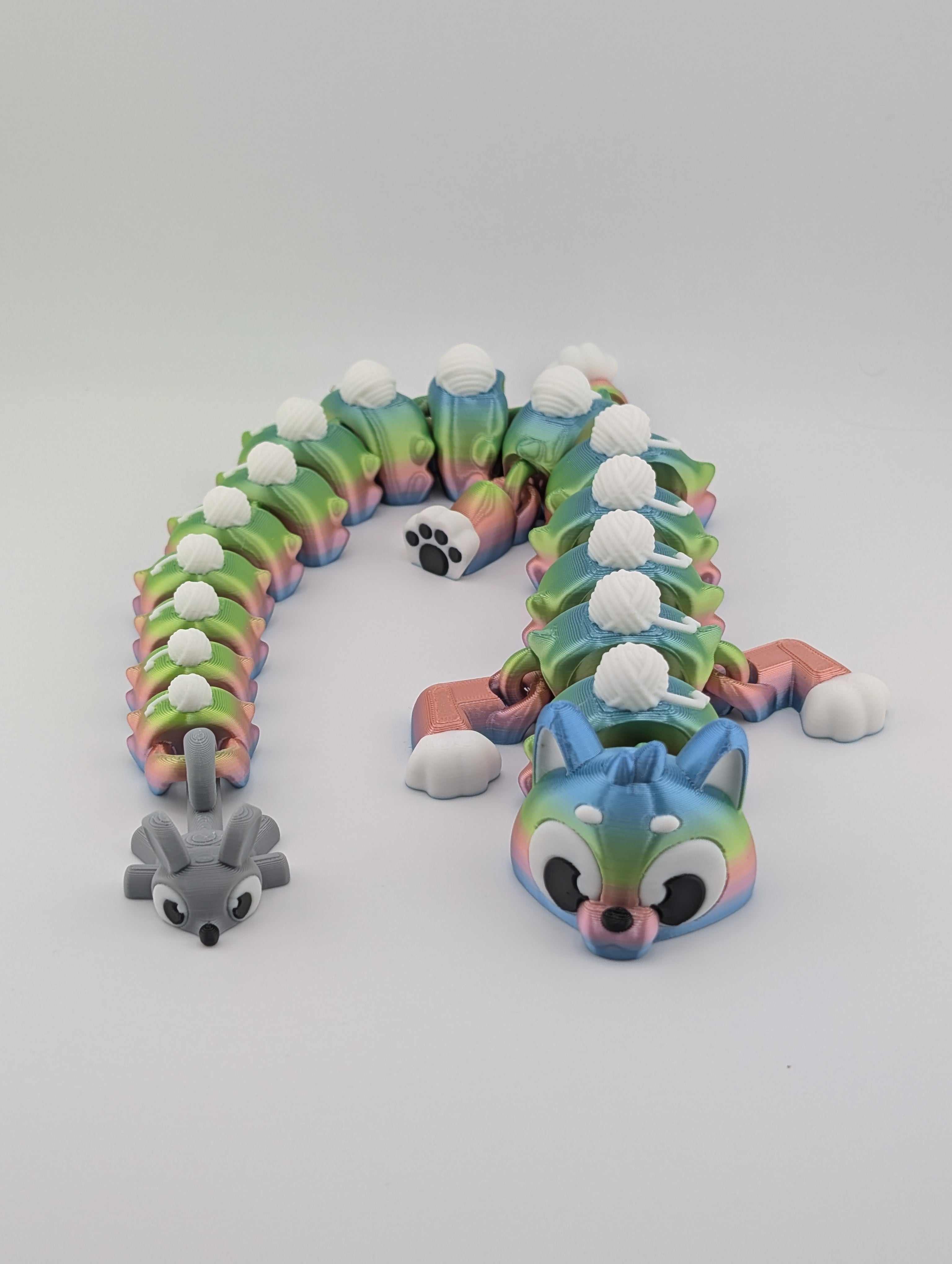 Rainbow Cat Flexi Dragon – 16.25" Articulated Fidget Toy