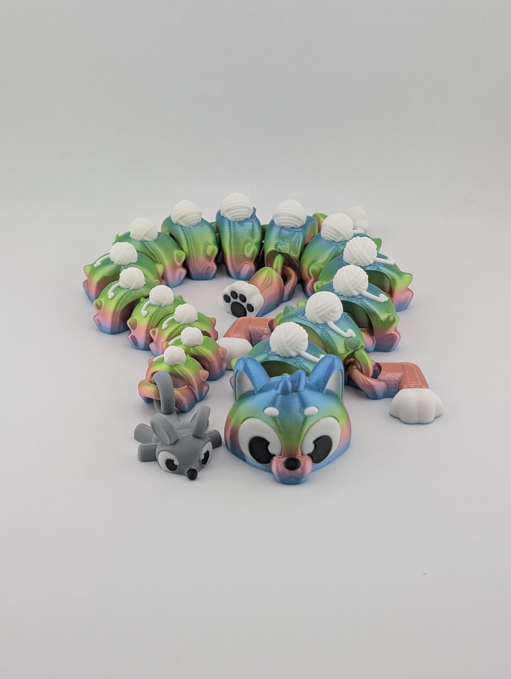 Rainbow Cat Flexi Dragon – 16.25" Articulated Fidget Toy