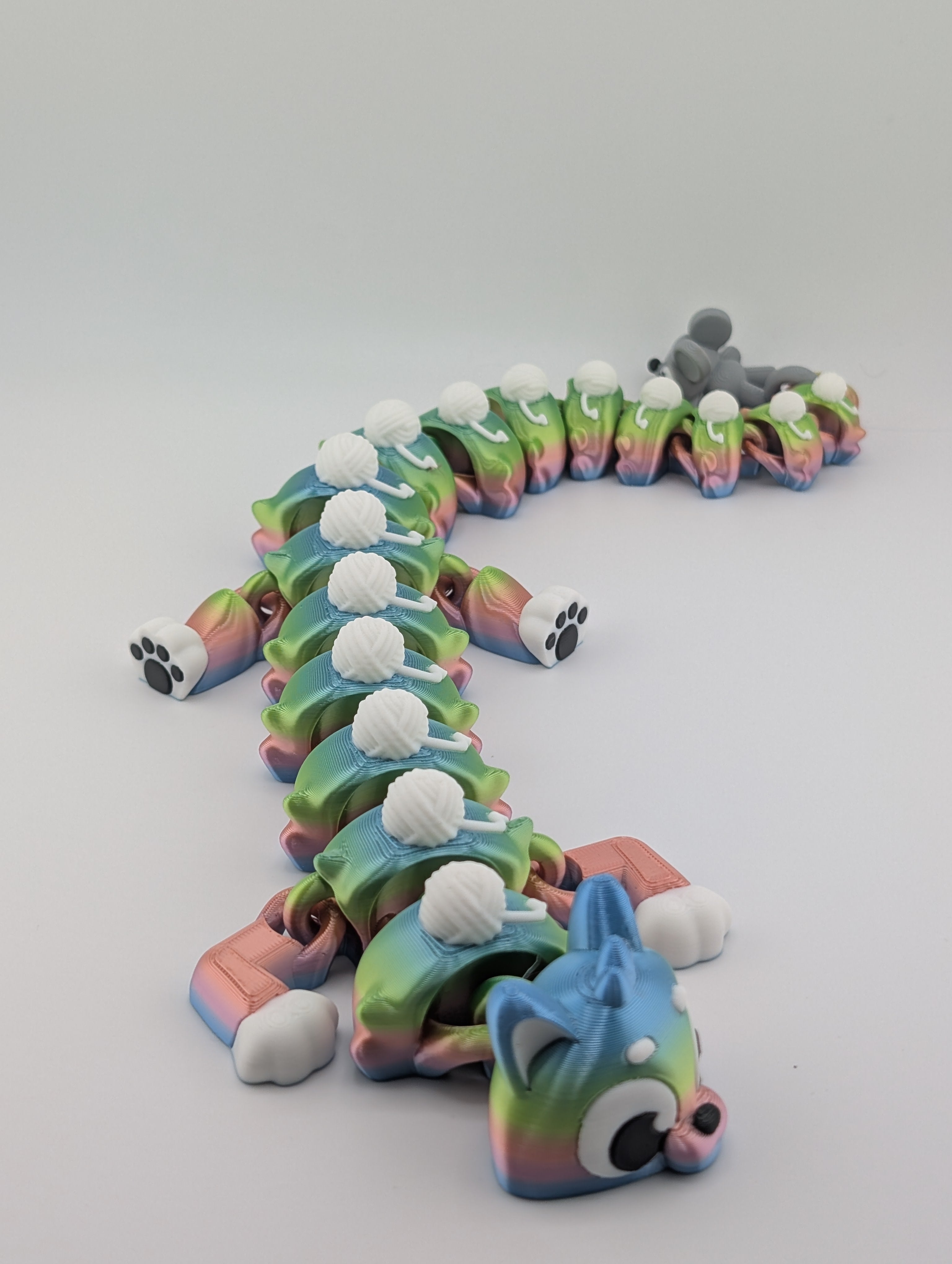 Rainbow Cat Flexi Dragon – 16.25" Articulated Fidget Toy