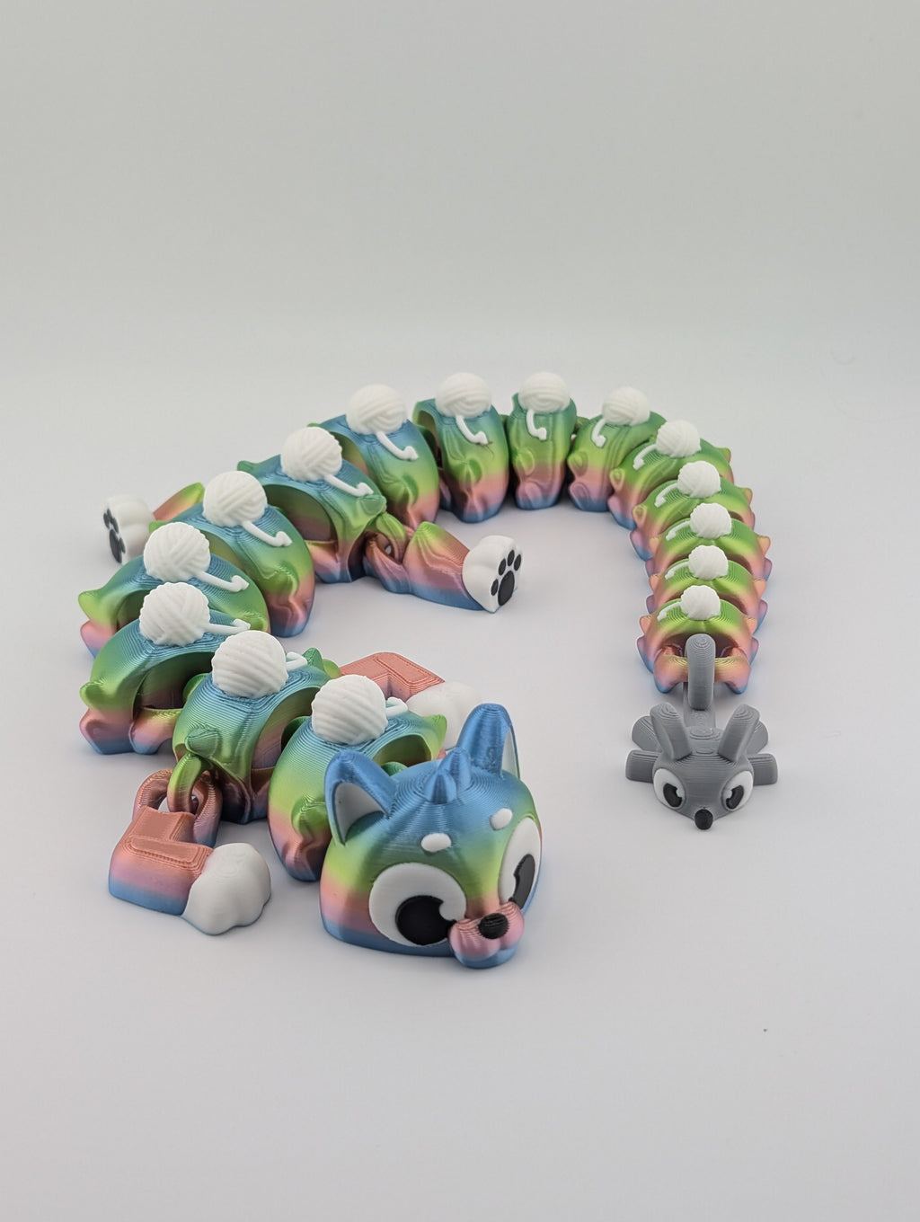 Rainbow Cat Flexi Dragon – 16.25" Articulated Fidget Toy
