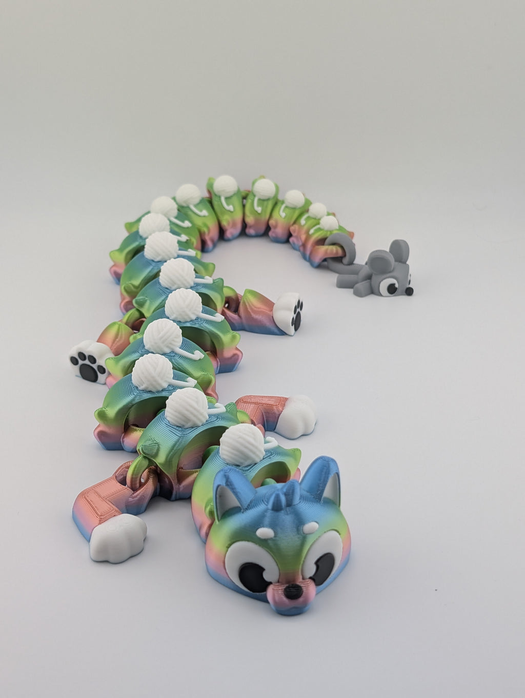 Rainbow Cat Flexi Dragon – 16.25" Articulated Fidget Toy