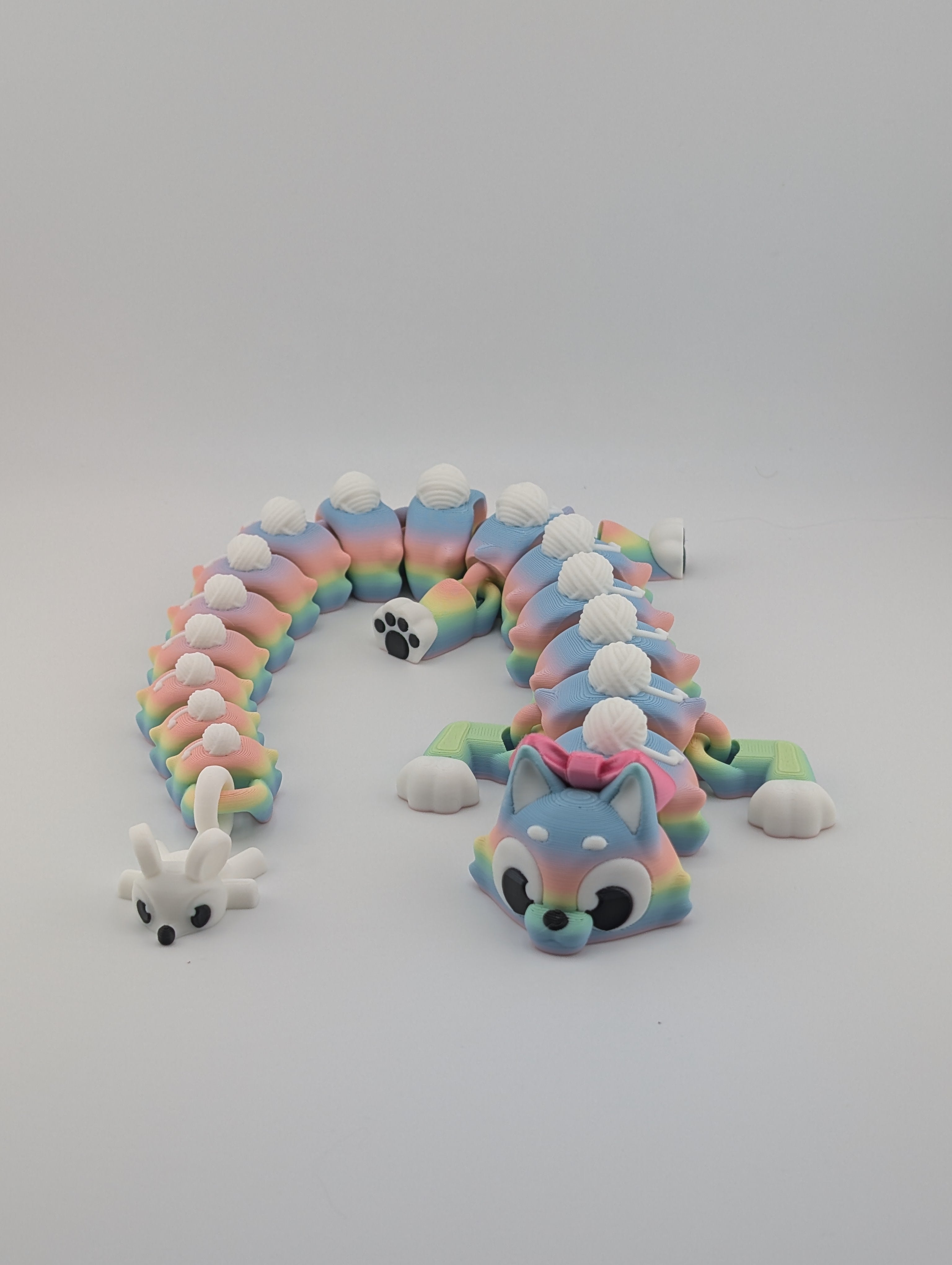 Matte Rainbow Cat Flexi Dragon – 16.25" Fidget Charm