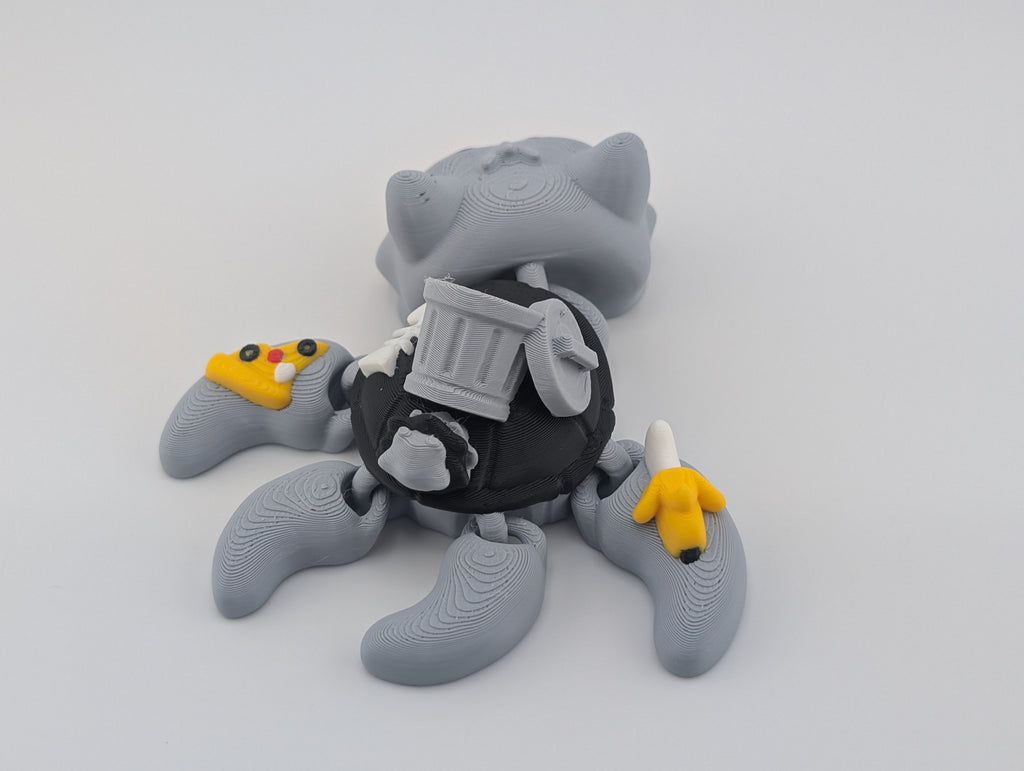 🦝🗑️ 4" Trash Panda Turtle! ✨ Articulated Raccoon Hybrid with Tiny Garbage Shell 🐢🍕