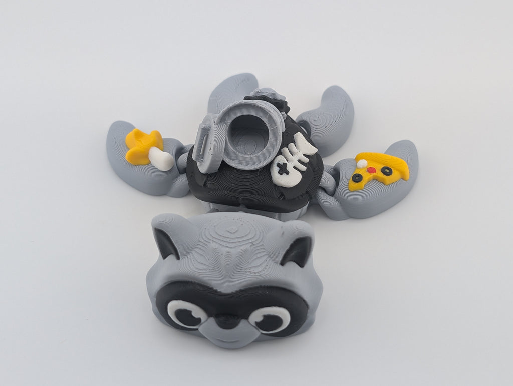🦝🗑️ 4" Trash Panda Turtle! ✨ Articulated Raccoon Hybrid with Tiny Garbage Shell 🐢🍕