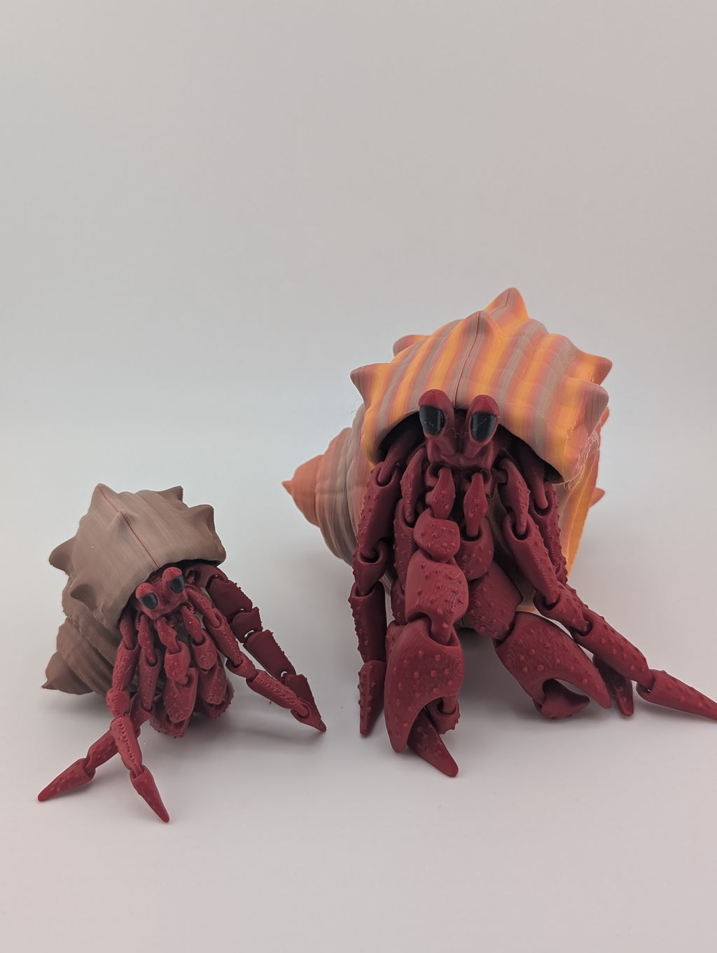 🦀🐚 Interactive Flexi Hermit Crabs! ✨ Mommy & Baby Sizes with Removable Shells 🌊🧡