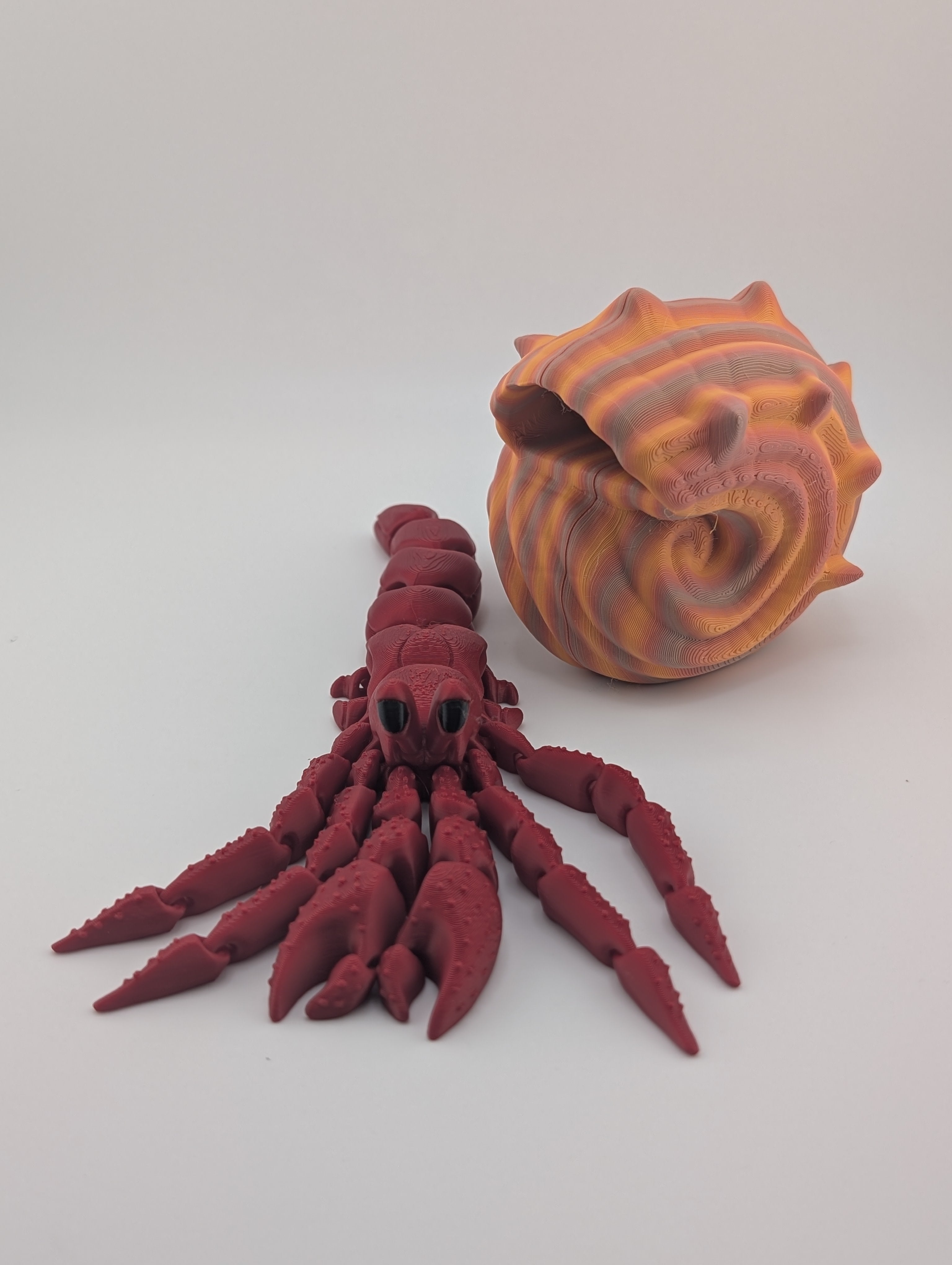 🦀🐚 Interactive Flexi Hermit Crabs! ✨ Mommy & Baby Sizes with Removable Shells 🌊🧡