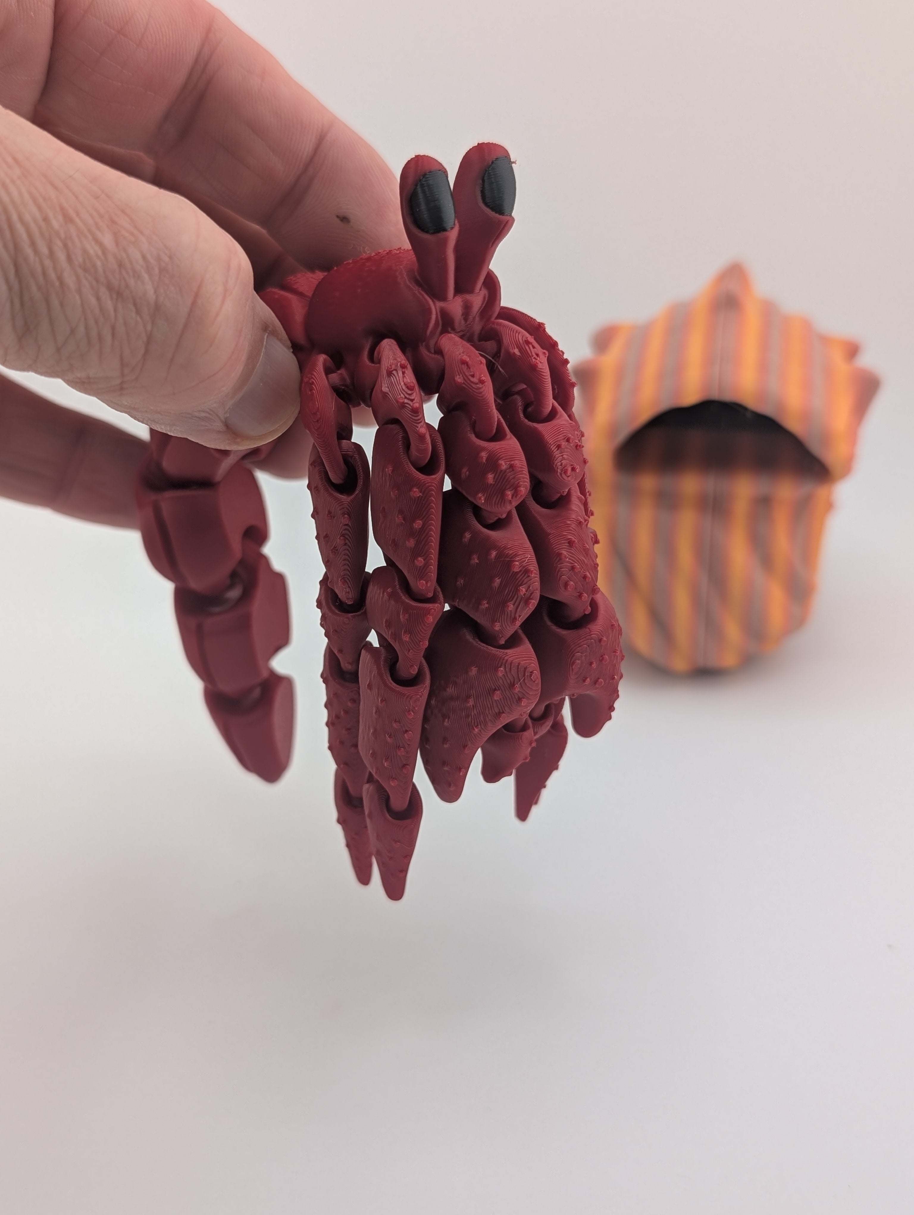 🦀🐚 Interactive Flexi Hermit Crabs! ✨ Mommy & Baby Sizes with Removable Shells 🌊🧡