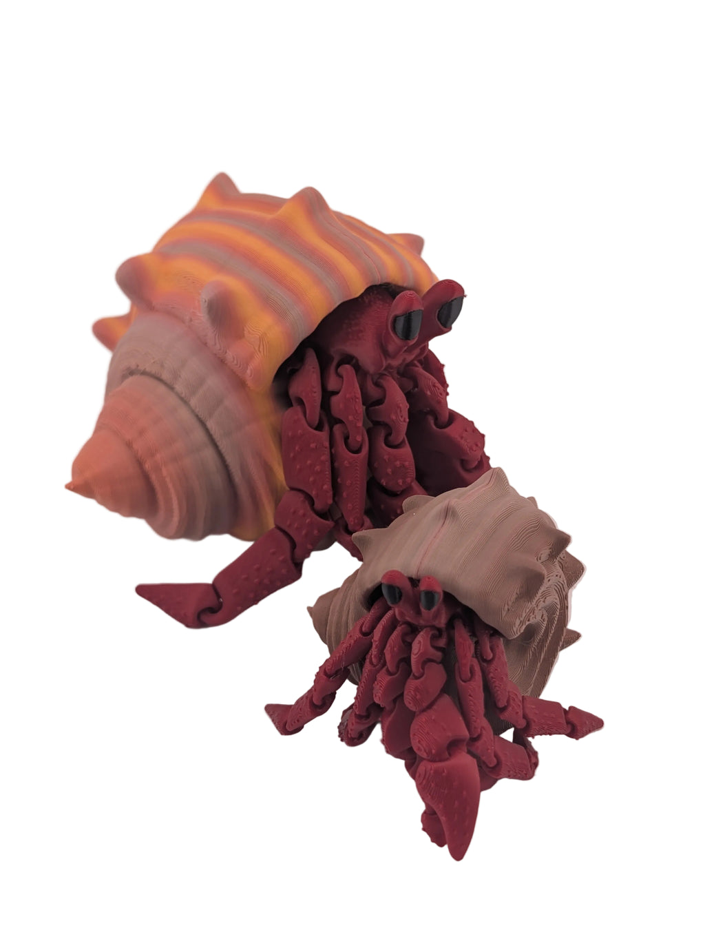 🦀🐚 Interactive Flexi Hermit Crabs! ✨ Mommy & Baby Sizes with Removable Shells 🌊🧡