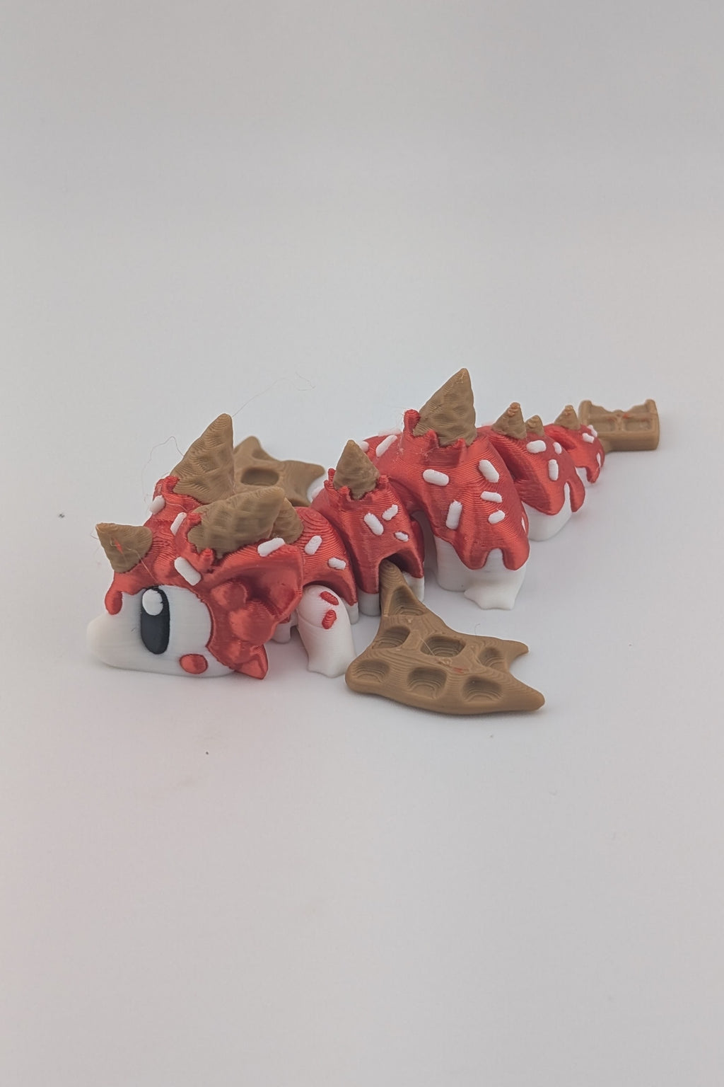 🍦🐉 Mini Waffle Cone Dragon! ✨ 4.25" Articulated Strawberry Sundae Fidget 🍓🥨