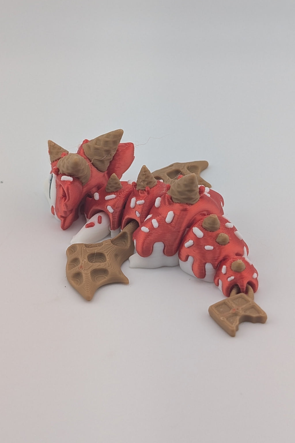 🍦🐉 Mini Waffle Cone Dragon! ✨ 4.25" Articulated Strawberry Sundae Fidget 🍓🥨