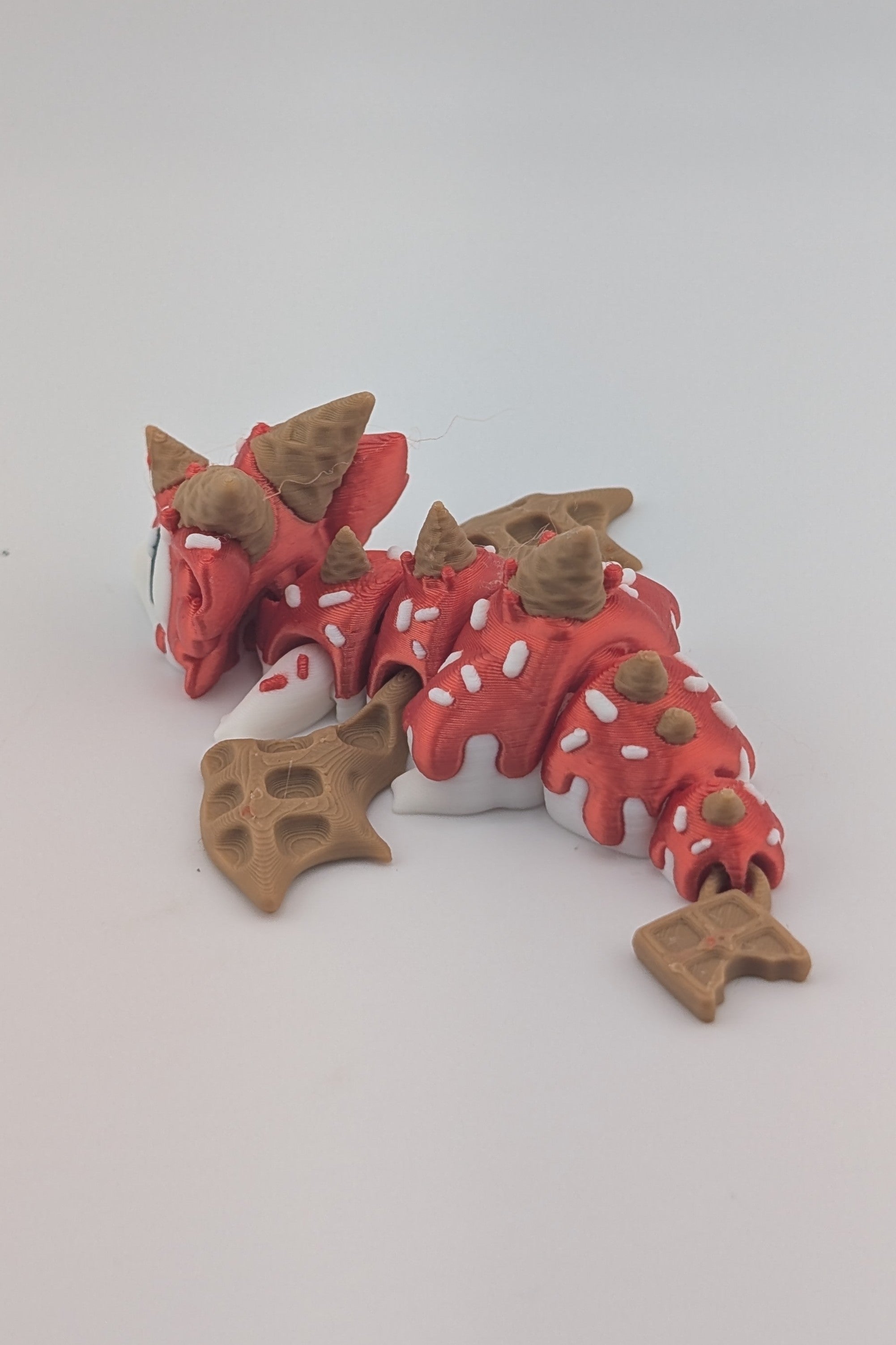 🍦🐉 Mini Waffle Cone Dragon! ✨ 4.25" Articulated Strawberry Sundae Fidget 🍓🥨