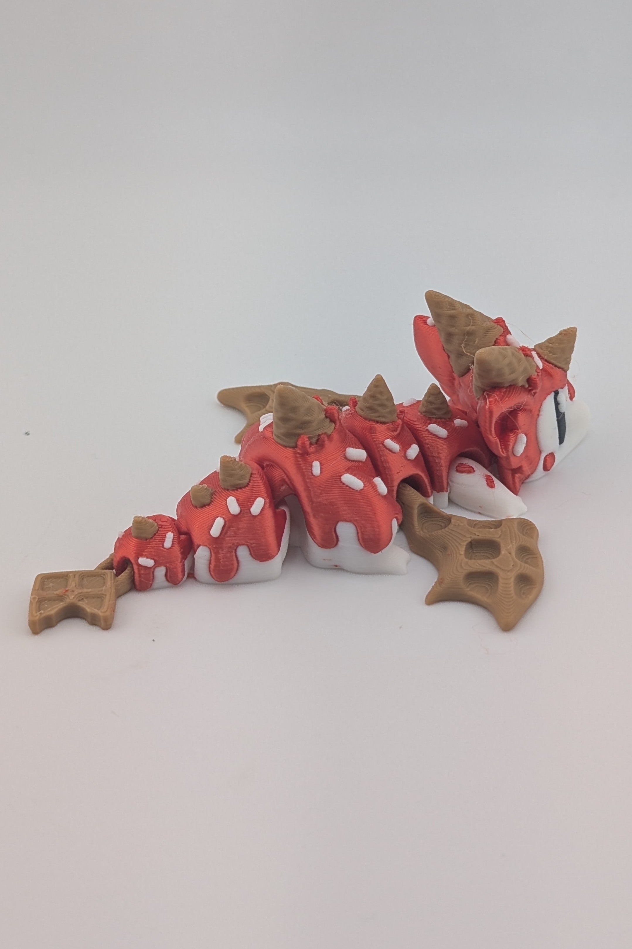 🍦🐉 Mini Waffle Cone Dragon! ✨ 4.25" Articulated Strawberry Sundae Fidget 🍓🥨