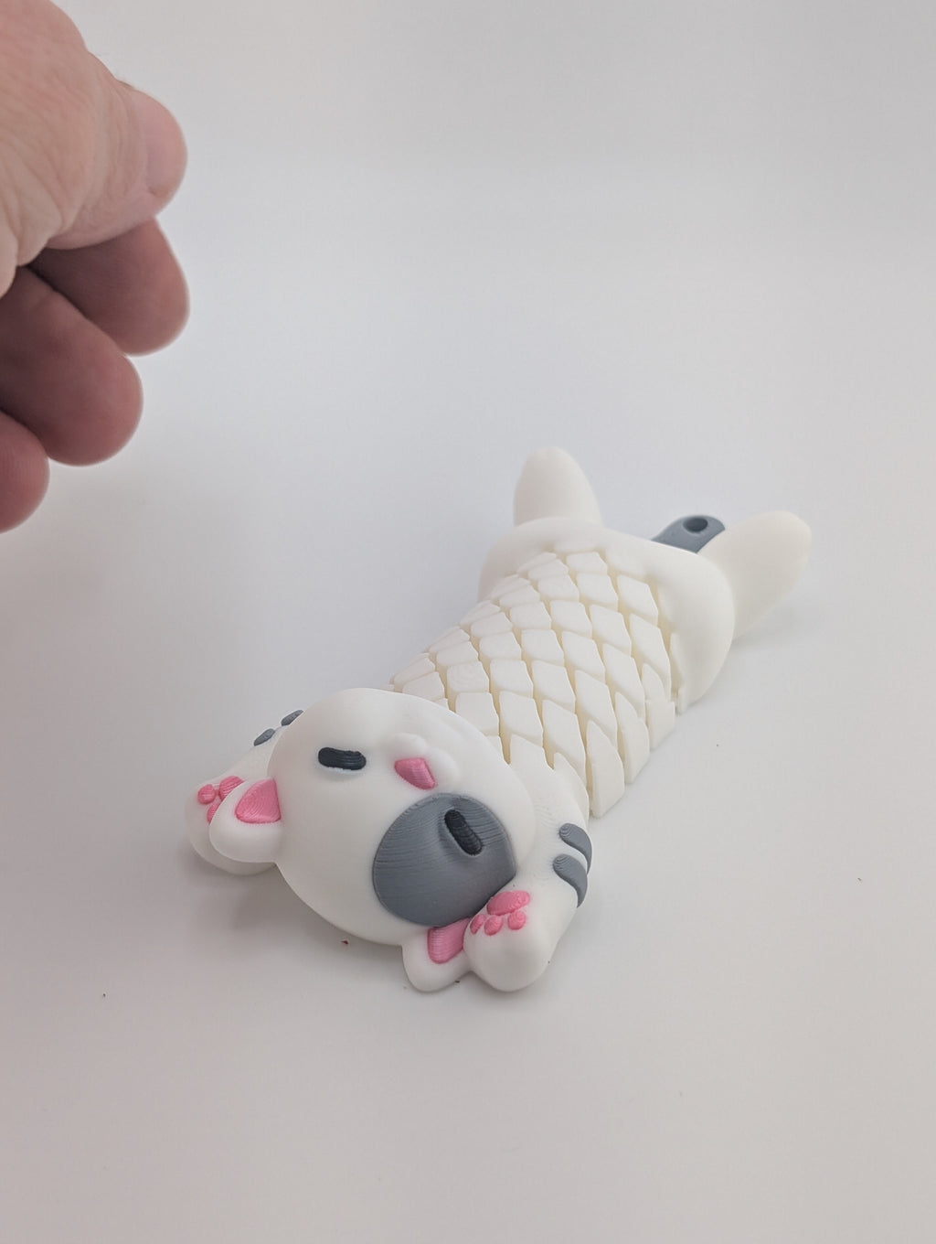 🐱✨ 4.1" Mesh-Flexi Cat | Articulated "Liquid-Slinky" Fidget Keychain 🐾🧶