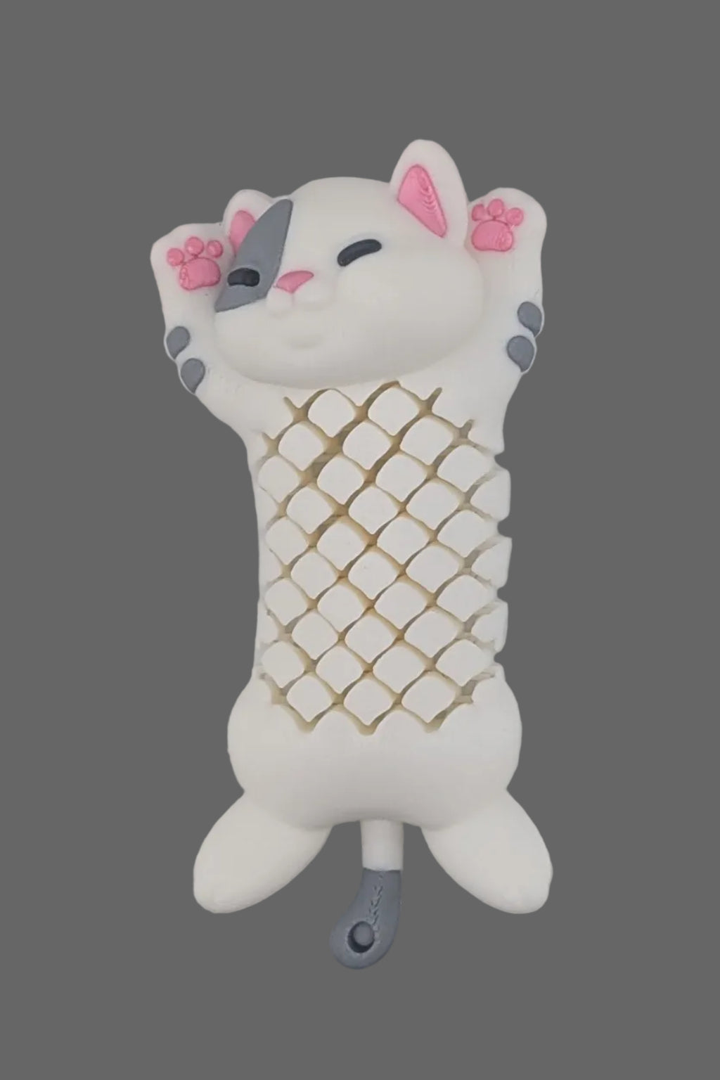 🐱✨ 4.1" Mesh-Flexi Cat | Articulated "Liquid-Slinky" Fidget Keychain 🐾🧶
