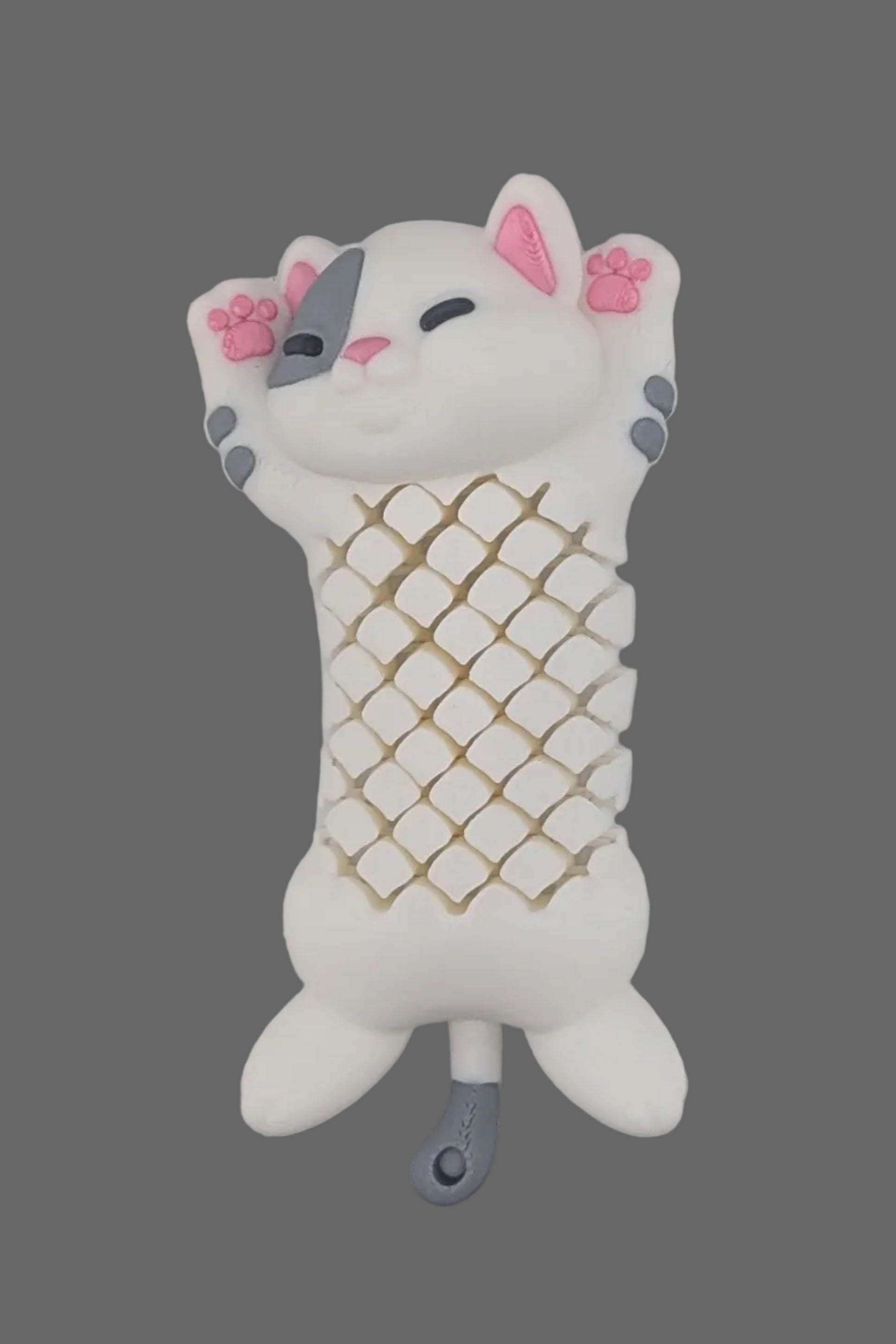 🐱✨ 4.1" Mesh-Flexi Cat | Articulated "Liquid-Slinky" Fidget Keychain 🐾🧶