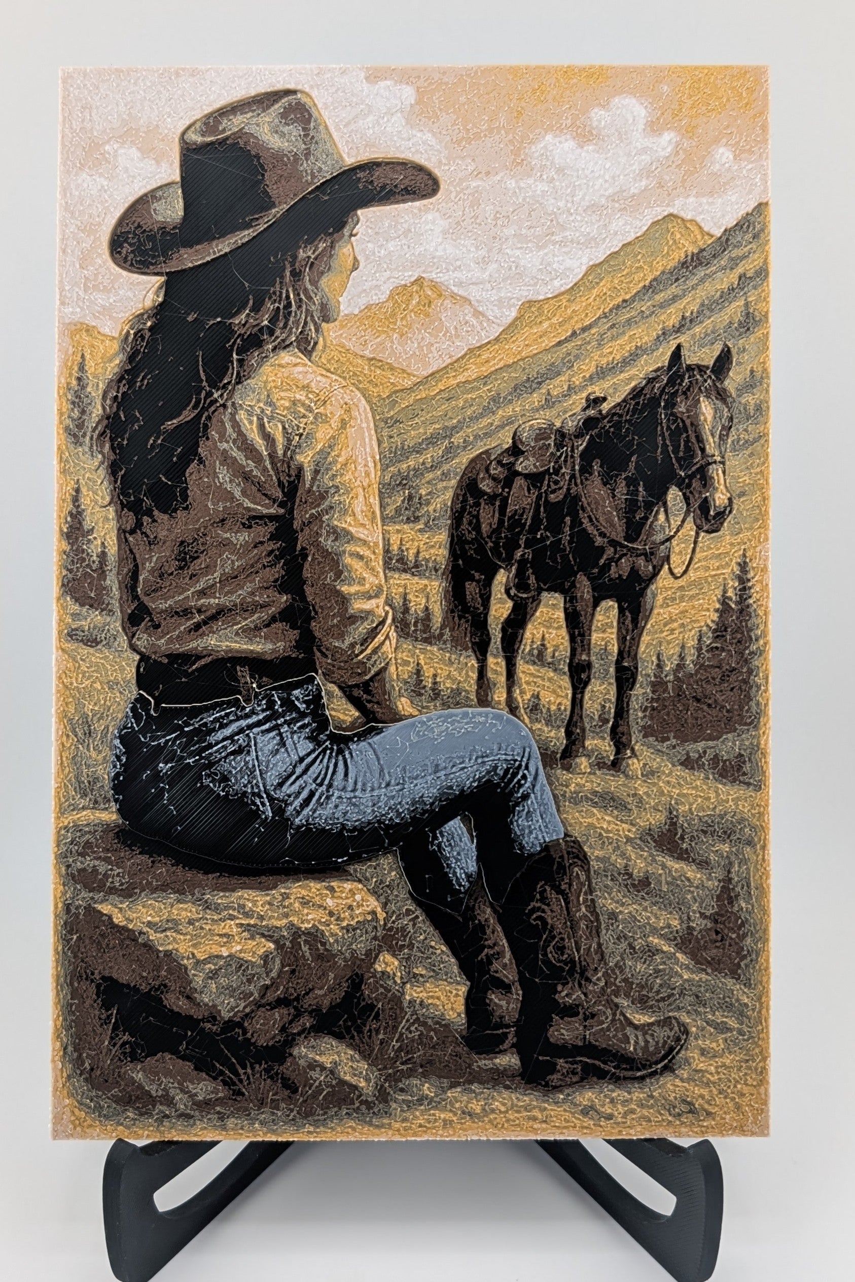 7‑Color Textured Cowgirl — Chroma Canvas Wall Art (160mm x 240mm)