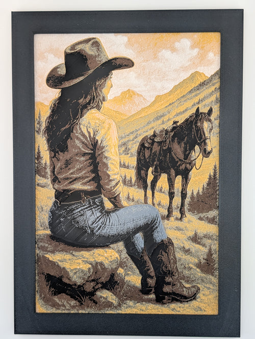 7‑Color Textured Cowgirl — Chroma Canvas Wall Art (160mm x 240mm)