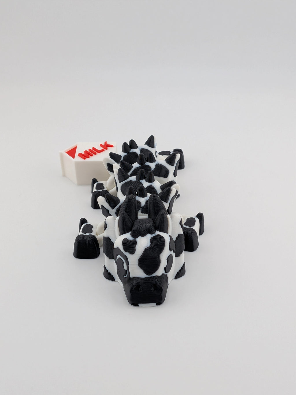 🐮🐉 5.6" Mini Cow Flexi Dragon | Articulated "Moo-Magic" with Milk Carton Tail 🥛✨