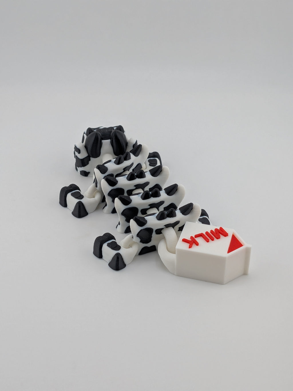 🐮🐉 5.6" Mini Cow Flexi Dragon | Articulated "Moo-Magic" with Milk Carton Tail 🥛✨