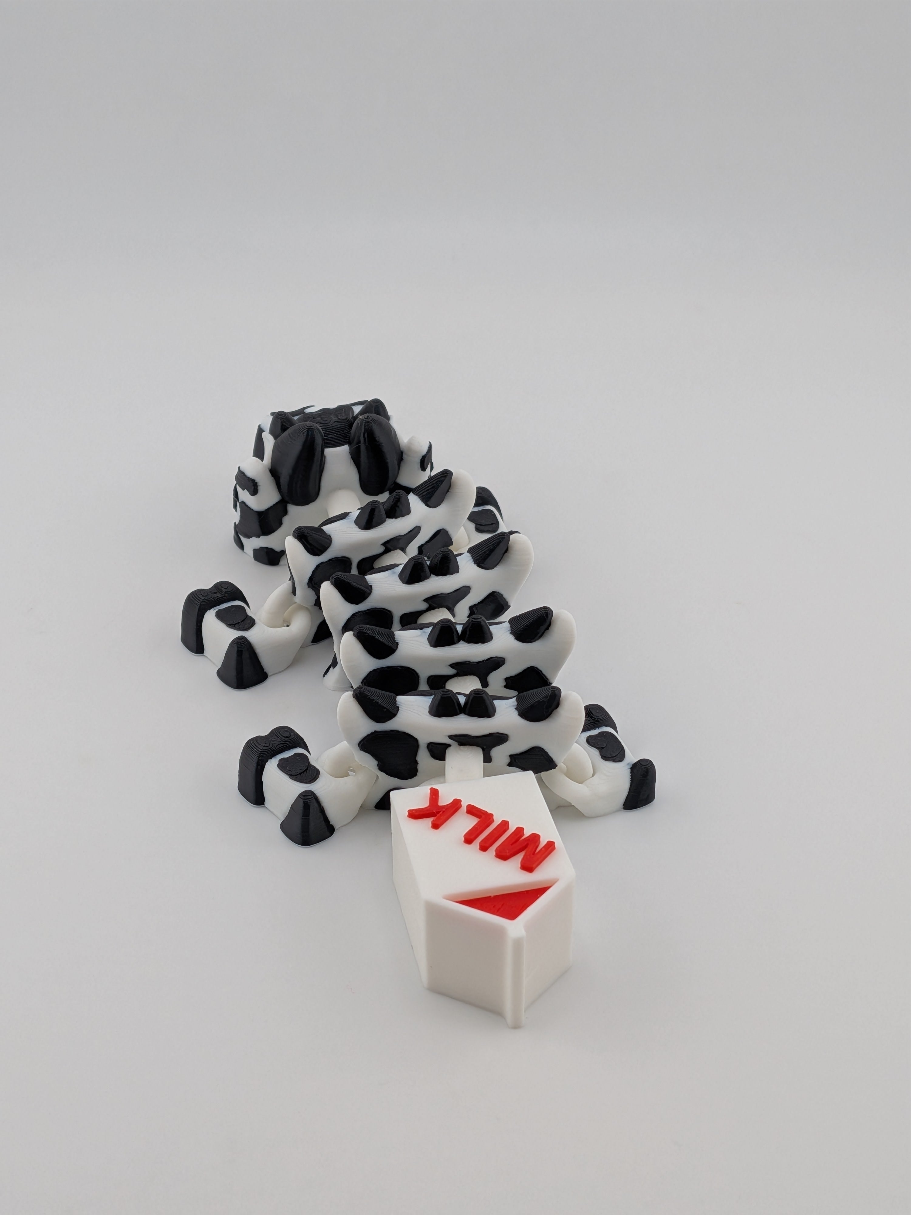 🐮🐉 5.6" Mini Cow Flexi Dragon | Articulated "Moo-Magic" with Milk Carton Tail 🥛✨