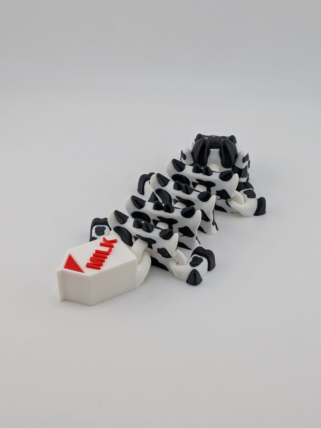 🐮🐉 5.6" Mini Cow Flexi Dragon | Articulated "Moo-Magic" with Milk Carton Tail 🥛✨