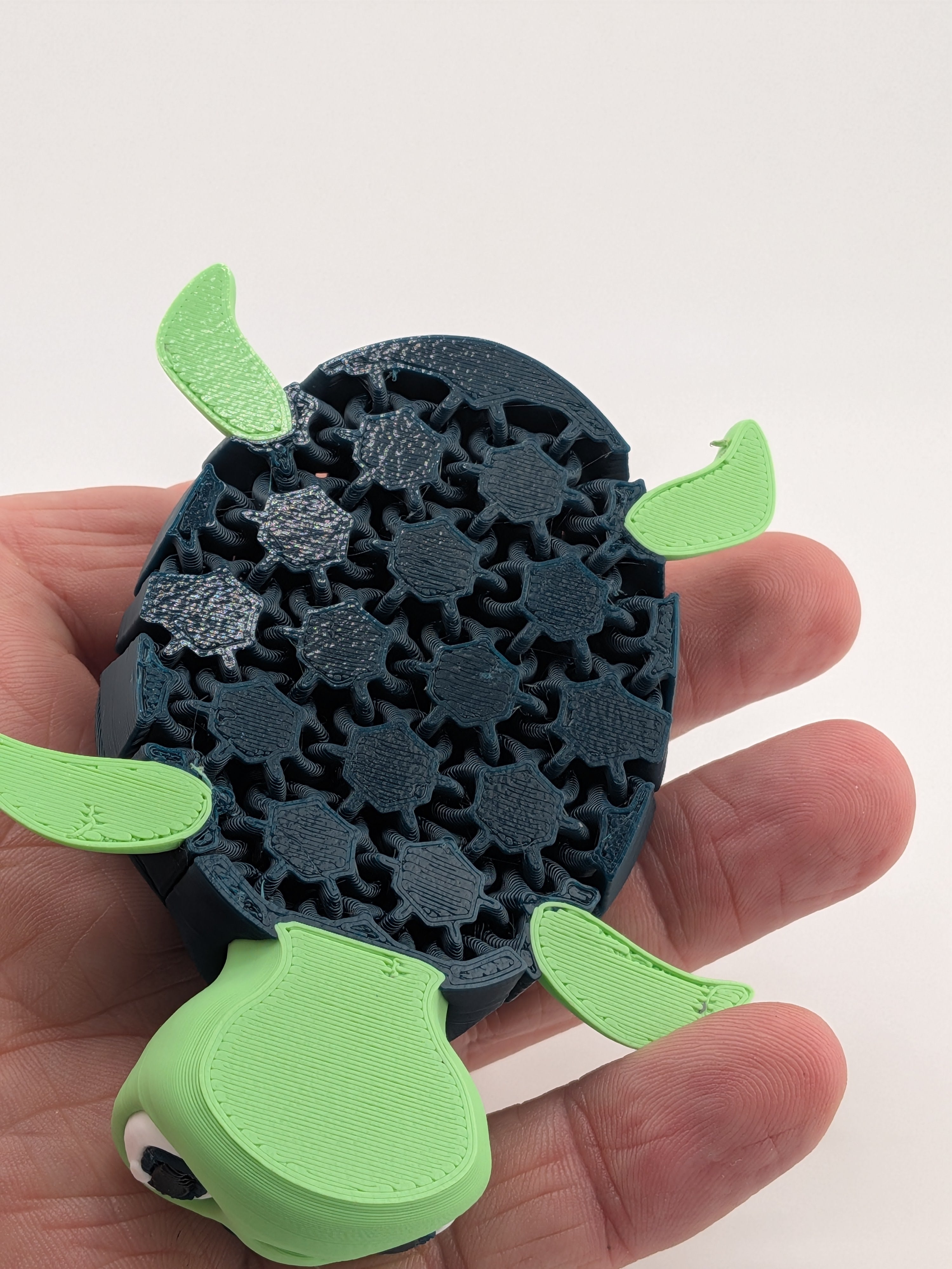 🐢🌿 Deep Green Hex-Mesh Flexi Turtle! 🛡️ Articulated 3D Printed Sea Turtle Fidget ✨🌊