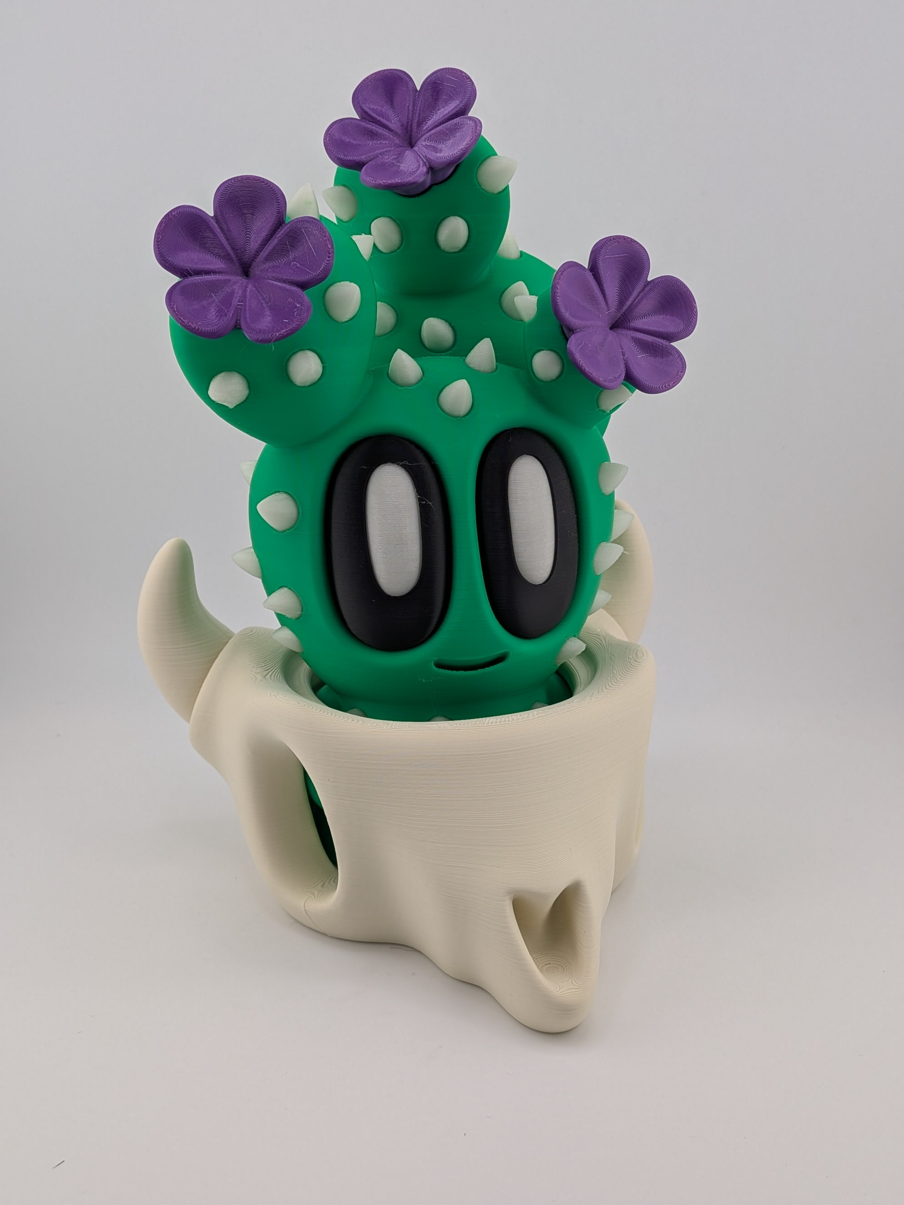 🌵💀 Expressive Bloblab Cactus! ✨ 8.12" Articulated Trio-Bloom & Skull Pot Set 🌸👀