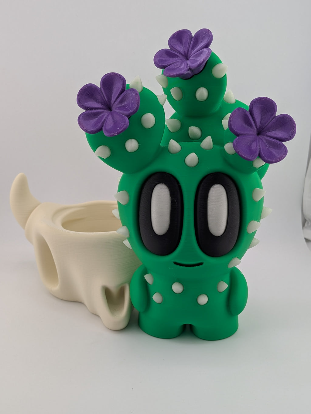 🌵💀 Expressive Bloblab Cactus! ✨ 8.12" Articulated Trio-Bloom & Skull Pot Set 🌸👀