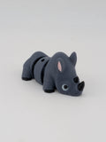 🦏✨ Mini Flexi Rhino Keychain Buddy! 🤏 2.5" Articulated "Crash" Pocket Fidget 🌍🥨