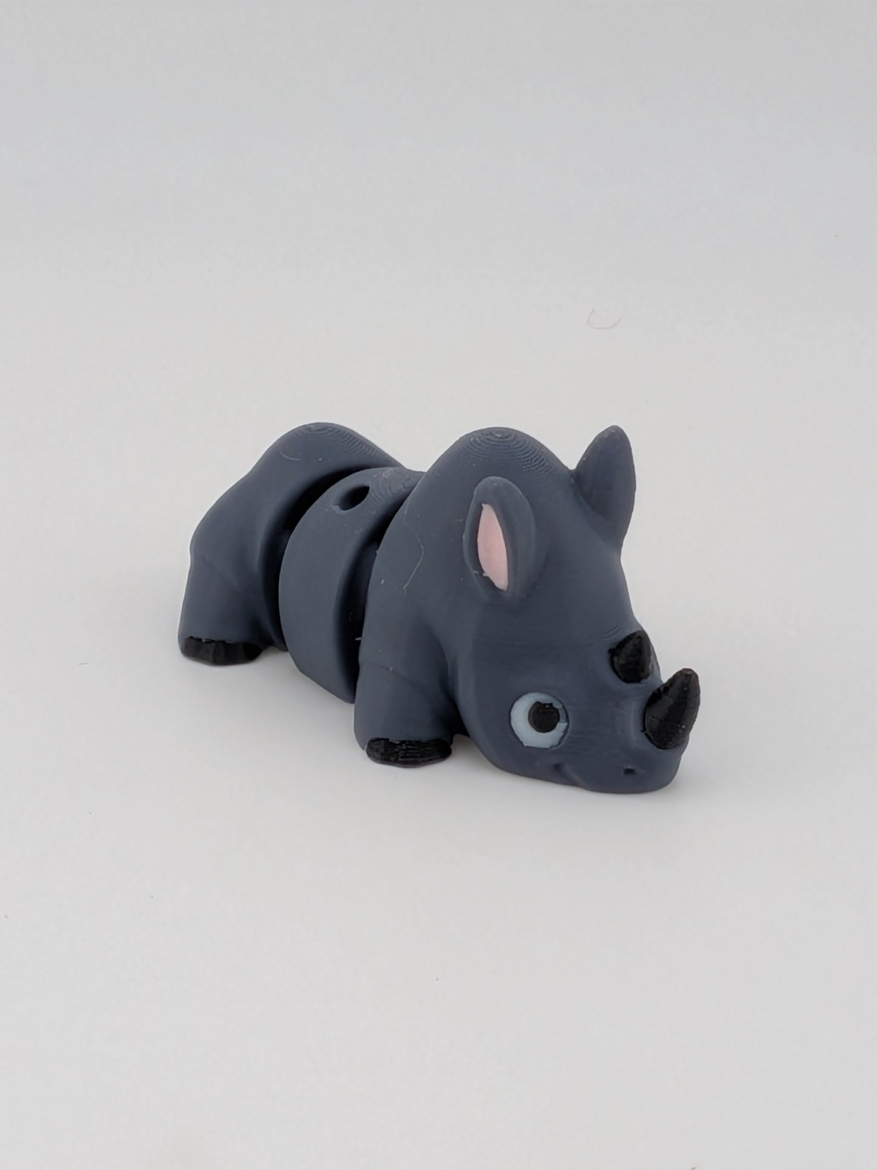 🦏✨ Mini Flexi Rhino Keychain Buddy! 🤏 2.5" Articulated "Crash" Pocket Fidget 🌍🥨