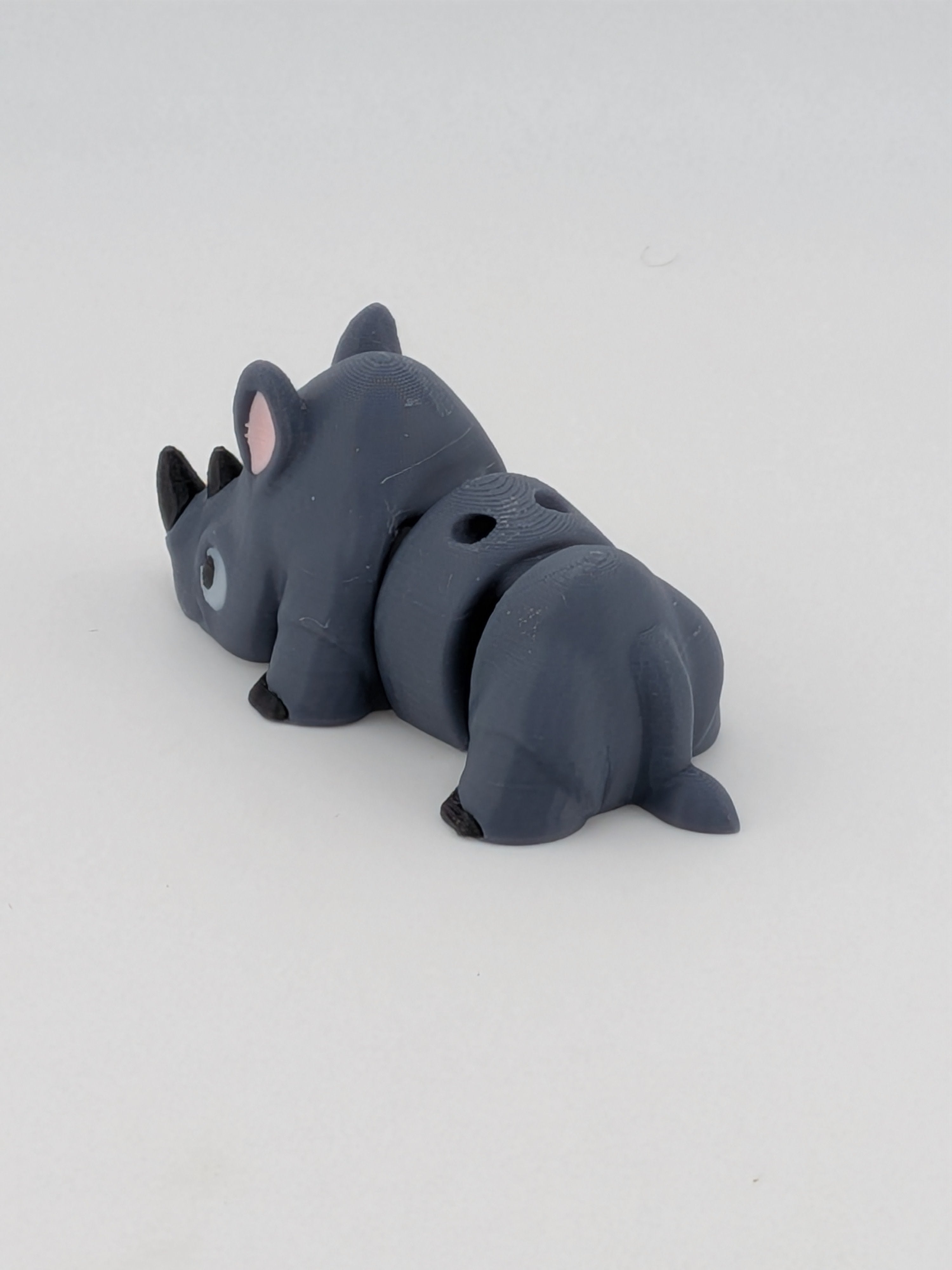 🦏✨ Mini Flexi Rhino Keychain Buddy! 🤏 2.5" Articulated "Crash" Pocket Fidget 🌍🥨