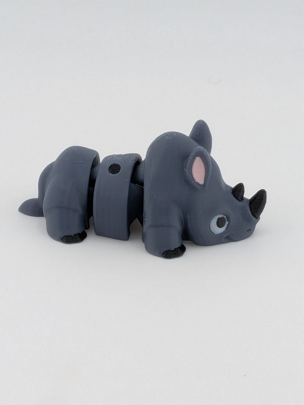 🦏✨ Mini Flexi Rhino Keychain Buddy! 🤏 2.5" Articulated "Crash" Pocket Fidget 🌍🥨