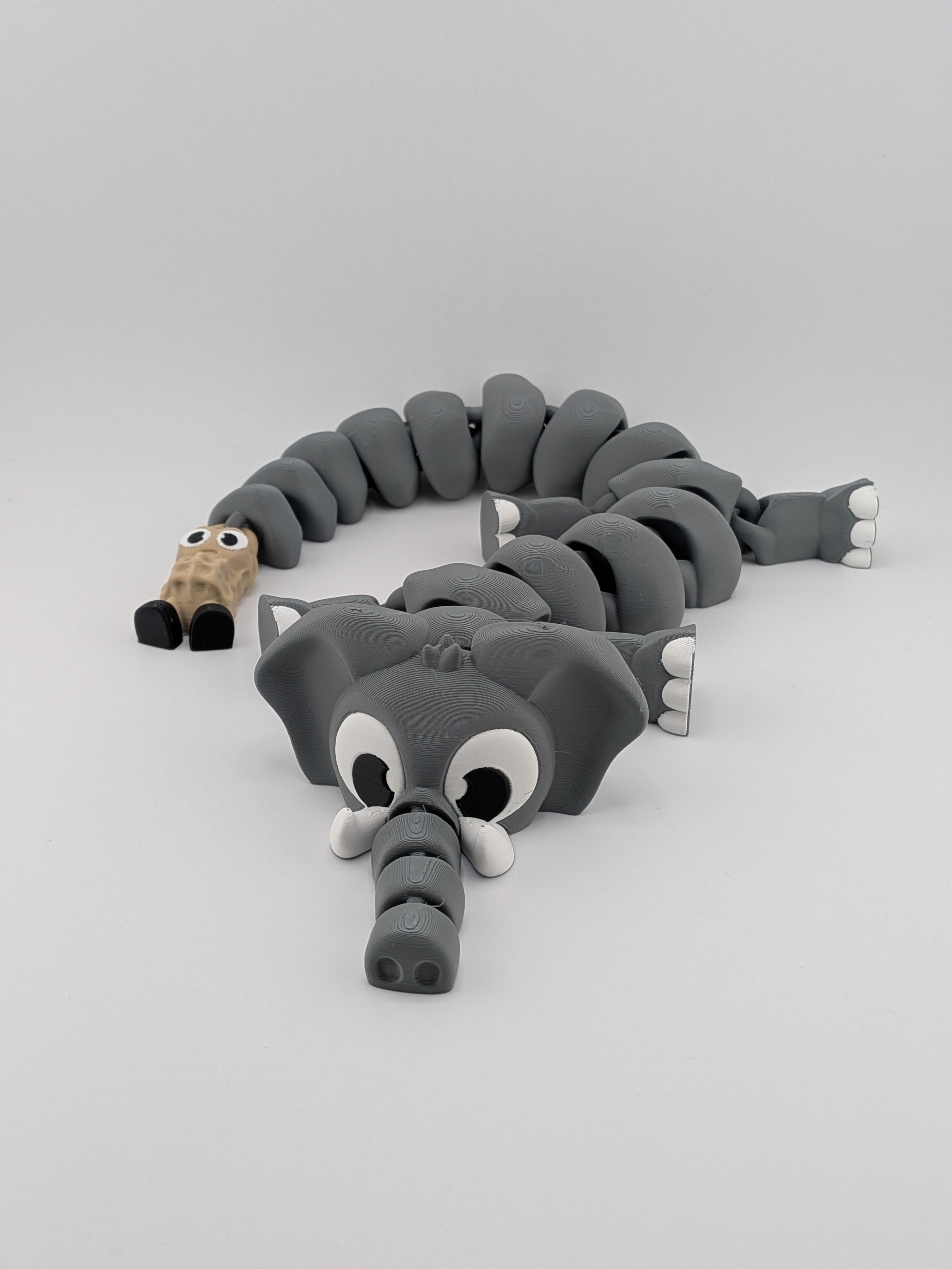 🐘🥜 17.5" Elephant Flexi Dragon ✨ Articulated Sensory Fidget with Peanut Tail 🐉🥨