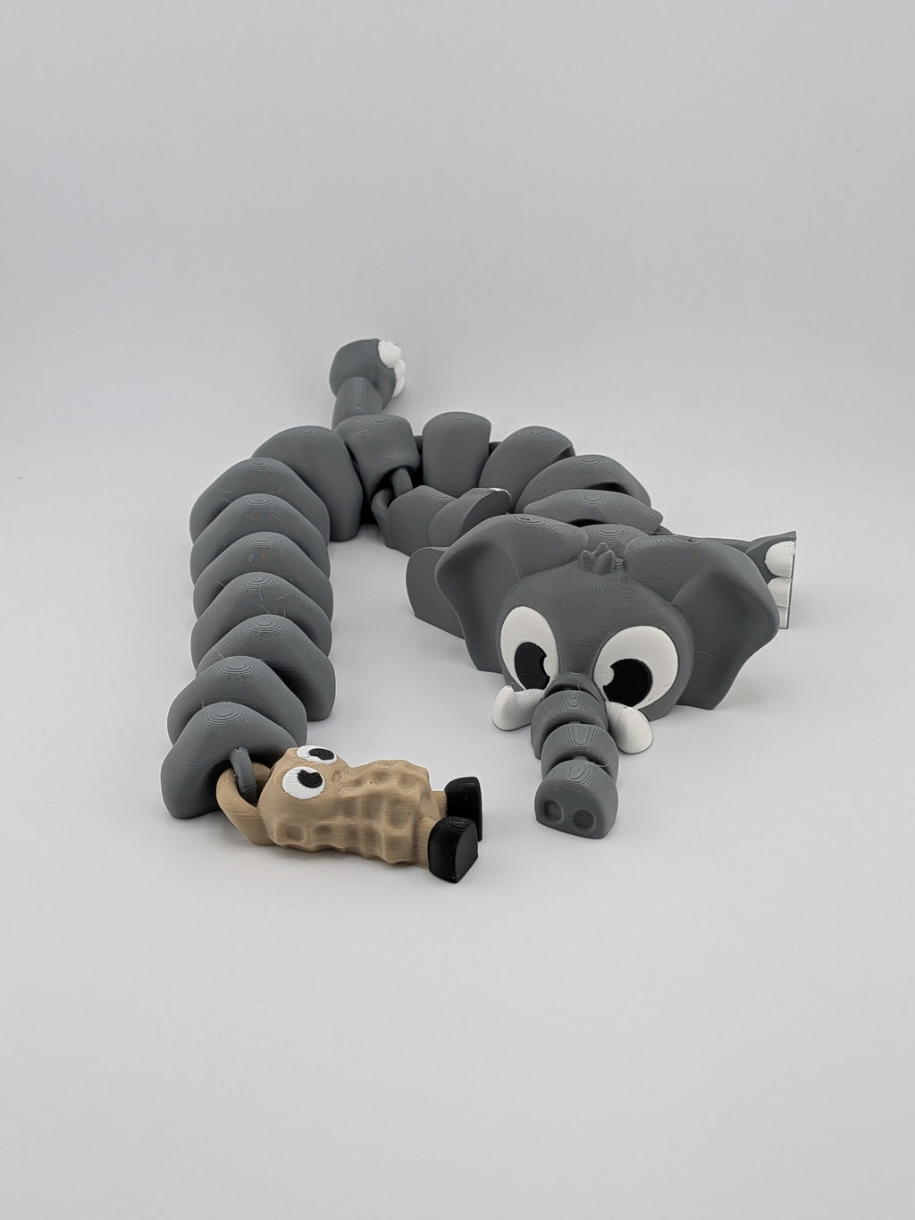 🐘🥜 17.5" Elephant Flexi Dragon ✨ Articulated Sensory Fidget with Peanut Tail 🐉🥨