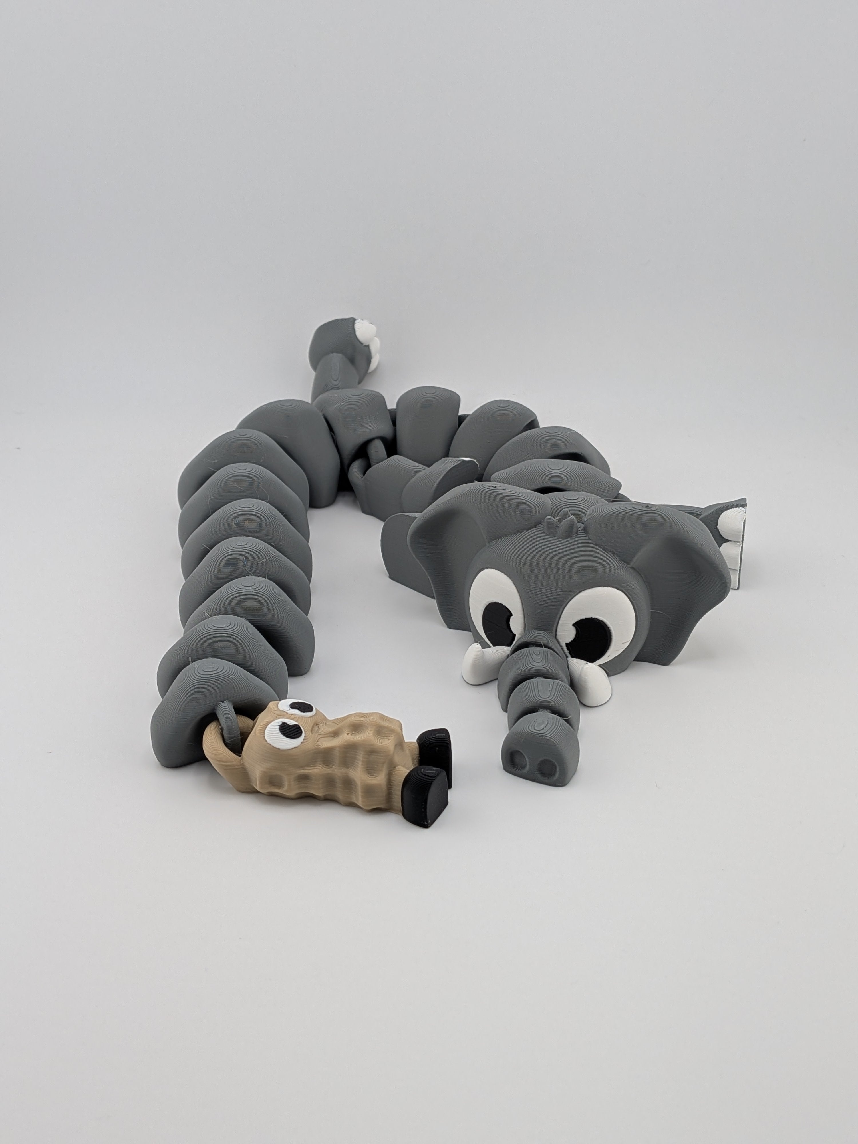 🐘🥜 17.5" Elephant Flexi Dragon ✨ Articulated Sensory Fidget with Peanut Tail 🐉🥨
