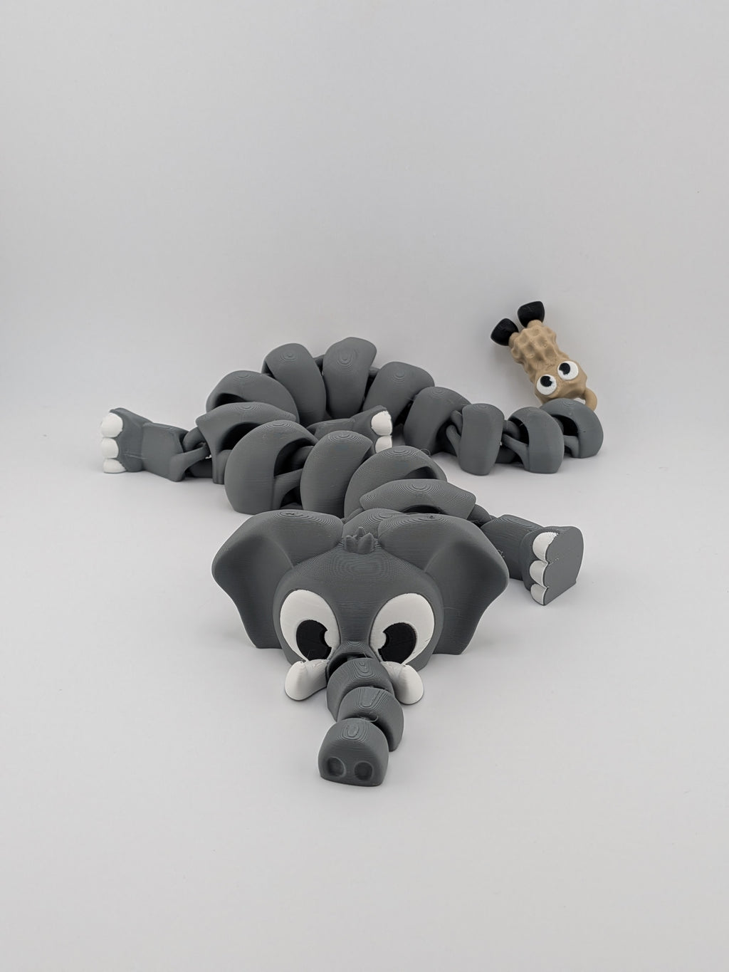 🐘🥜 17.5" Elephant Flexi Dragon ✨ Articulated Sensory Fidget with Peanut Tail 🐉🥨