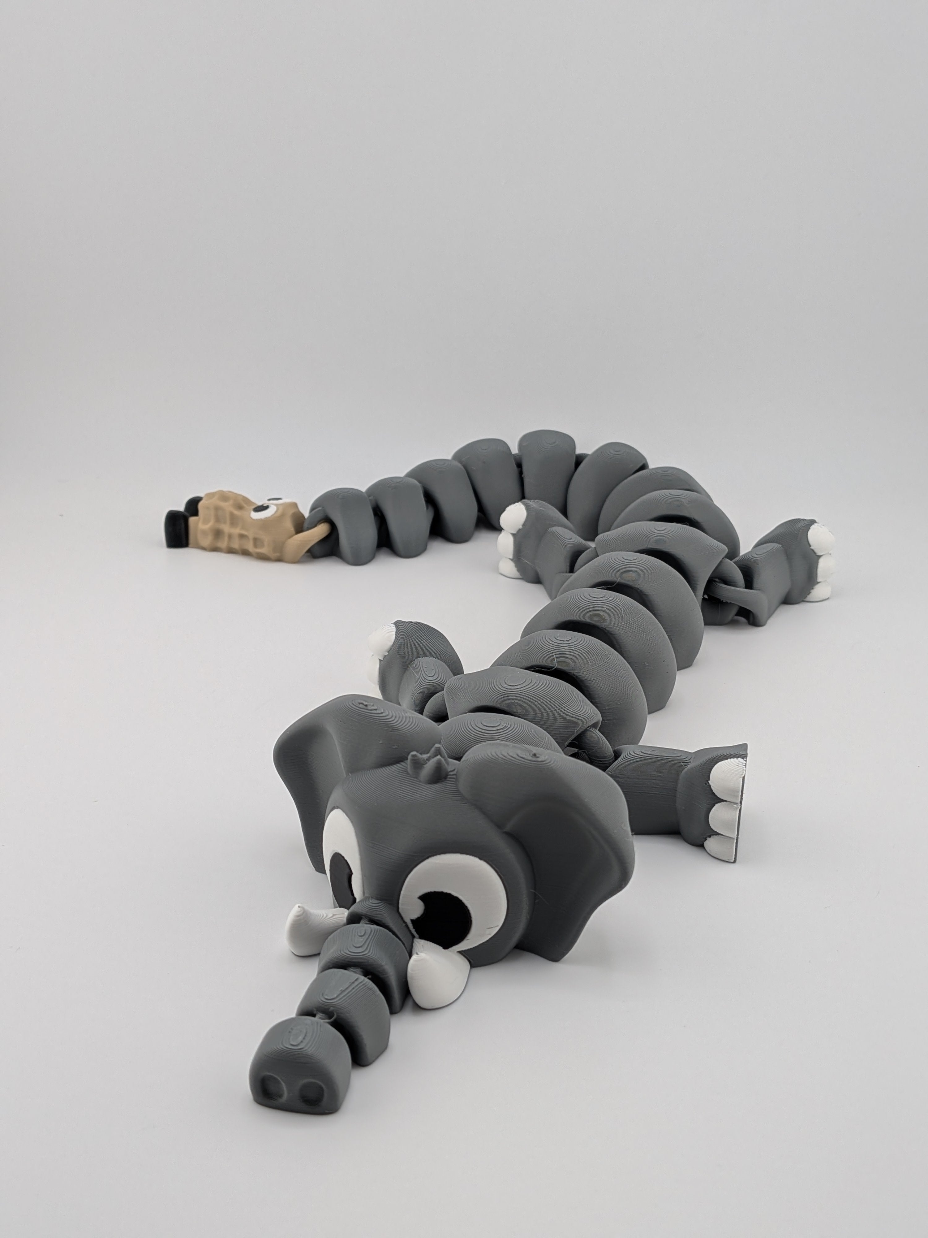 🐘🥜 17.5" Elephant Flexi Dragon ✨ Articulated Sensory Fidget with Peanut Tail 🐉🥨