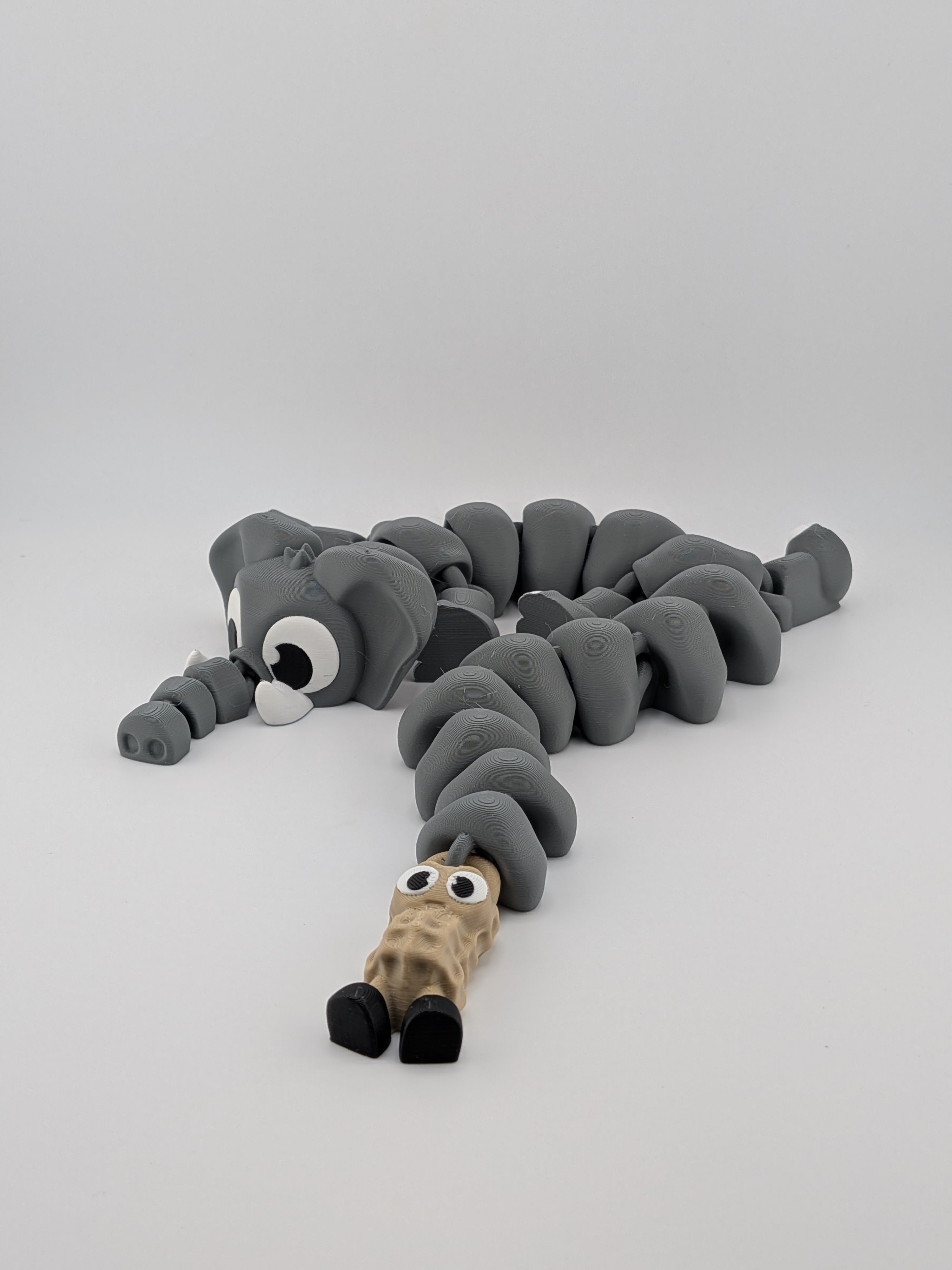 🐘🥜 17.5" Elephant Flexi Dragon ✨ Articulated Sensory Fidget with Peanut Tail 🐉🥨