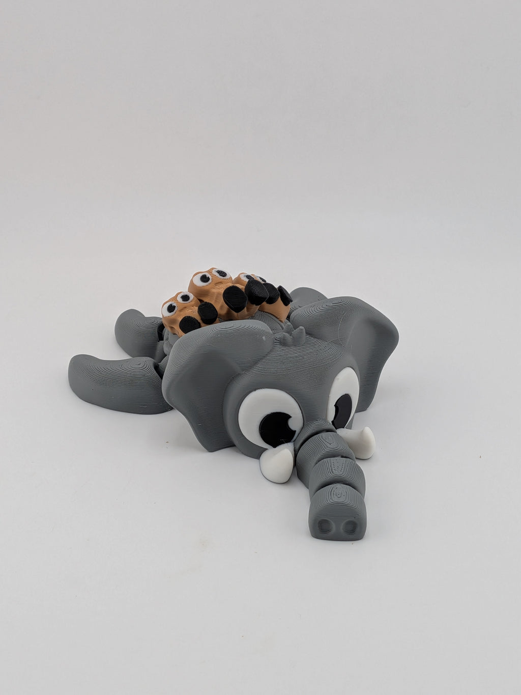 🐘🥜 5.25" Elephant Turtle Flexi ✨ Articulated Fidget with "Peanut Squad" Shell 🐢🥨