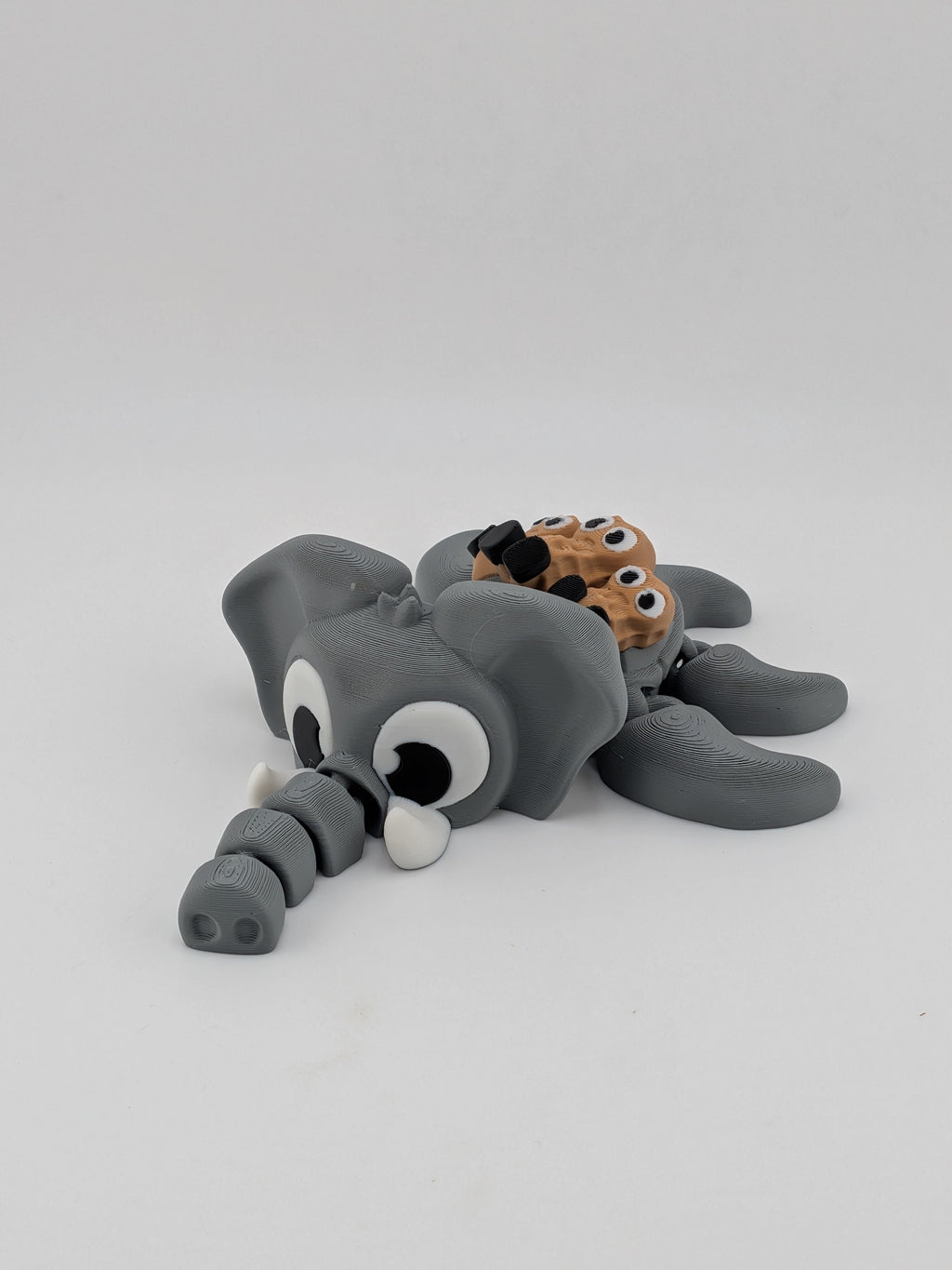 🐘🥜 5.25" Elephant Turtle Flexi ✨ Articulated Fidget with "Peanut Squad" Shell 🐢🥨