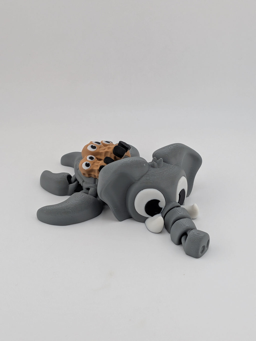🐘🥜 5.25" Elephant Turtle Flexi ✨ Articulated Fidget with "Peanut Squad" Shell 🐢🥨