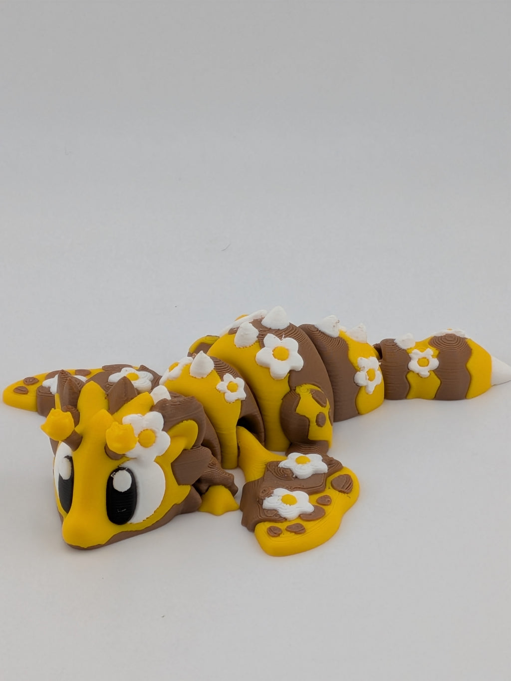 🐝✨ 4.12" Bee Mini Dragon Flexi | Articulated Honey-Dragon with Flower Accents 🌼🐉