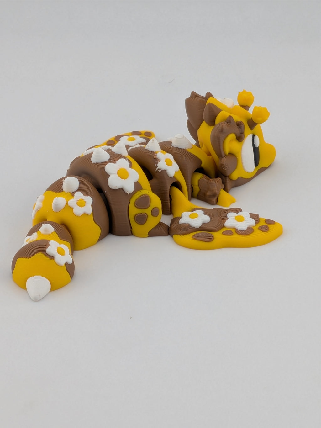 🐝✨ 4.12" Bee Mini Dragon Flexi | Articulated Honey-Dragon with Flower Accents 🌼🐉