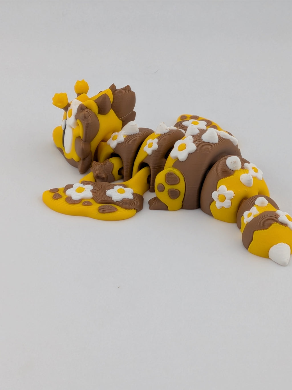 🐝✨ 4.12" Bee Mini Dragon Flexi | Articulated Honey-Dragon with Flower Accents 🌼🐉
