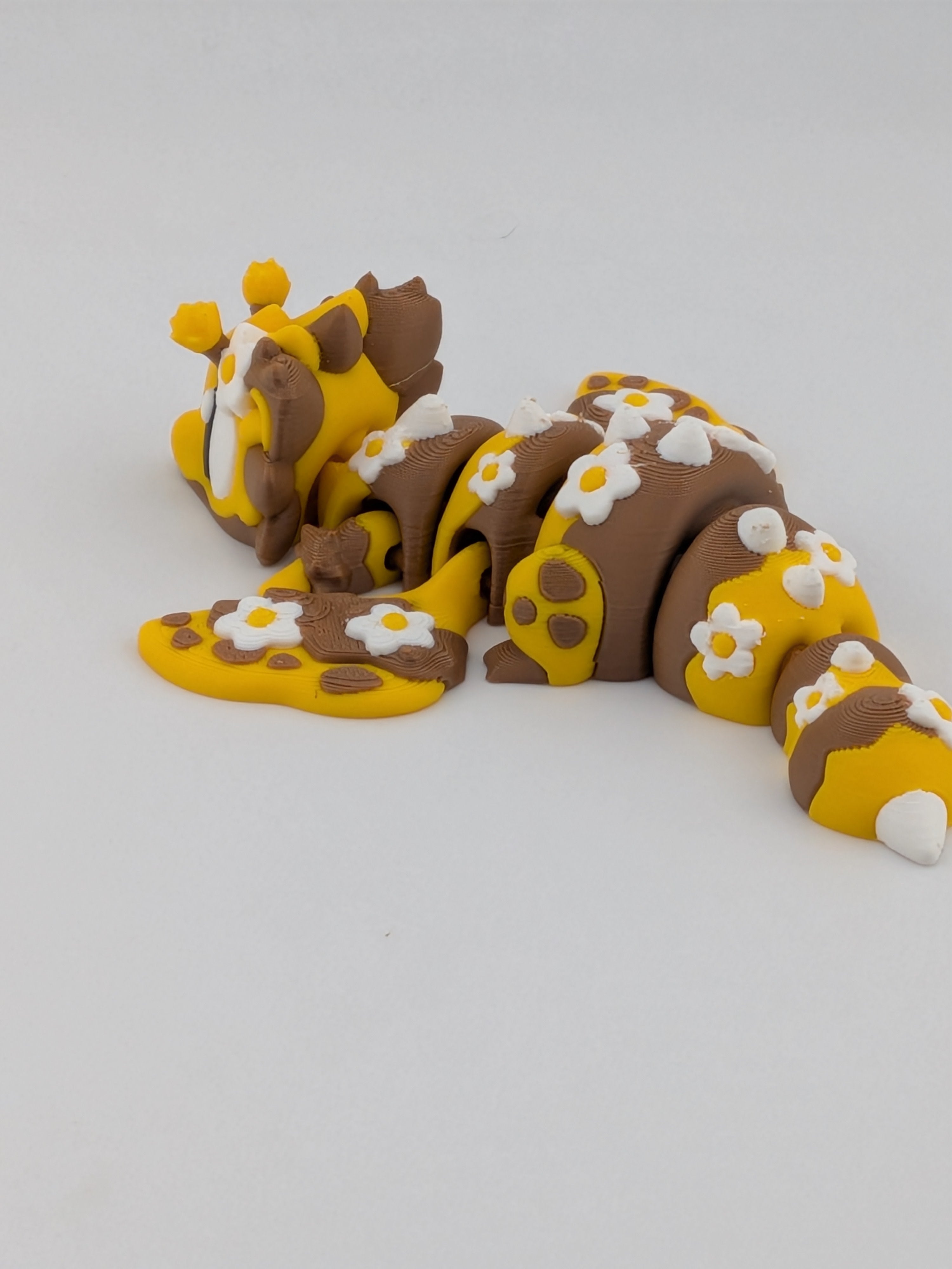 🐝✨ 4.12" Bee Mini Dragon Flexi | Articulated Honey-Dragon with Flower Accents 🌼🐉