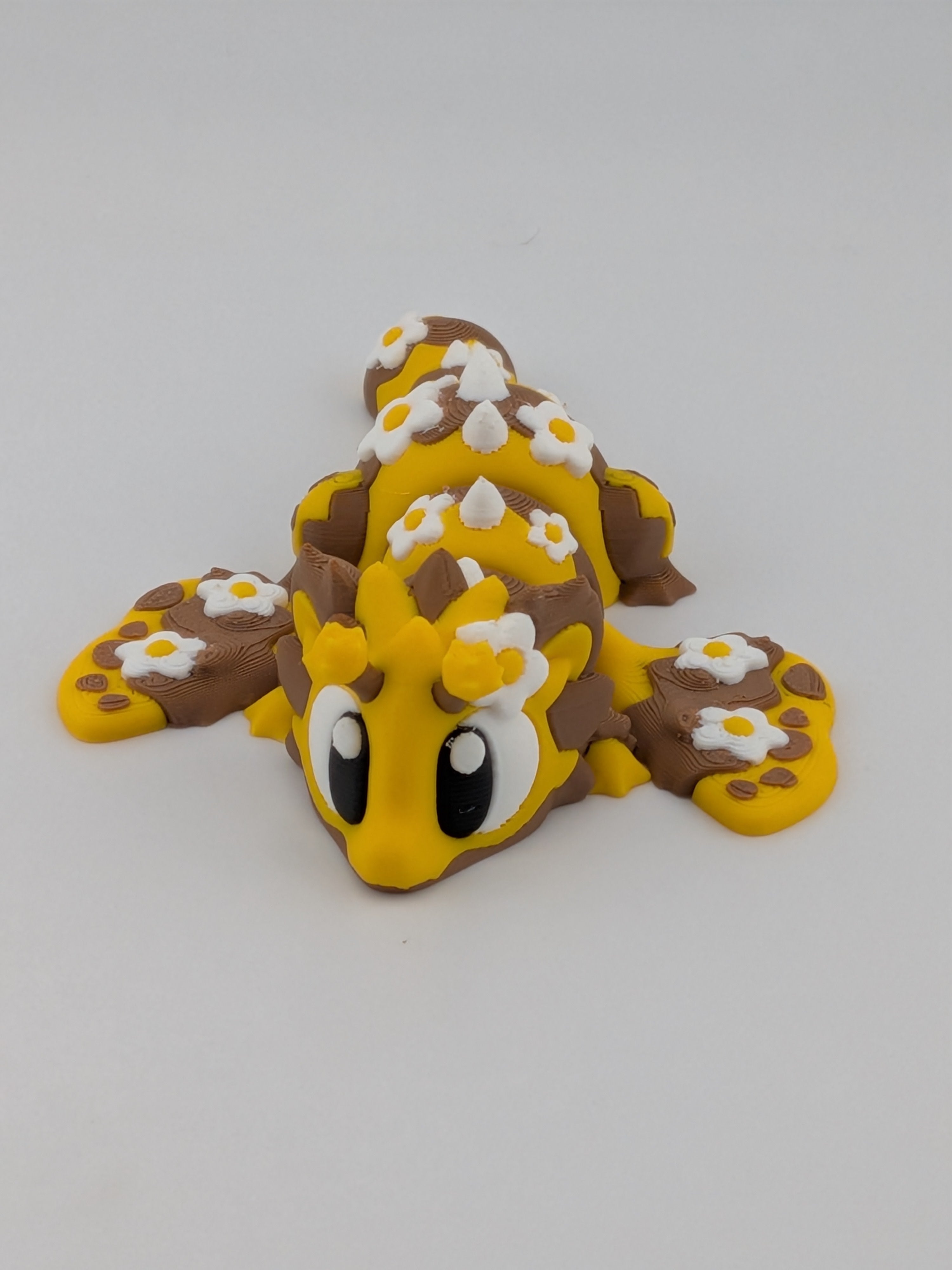 🐝✨ 4.12" Bee Mini Dragon Flexi | Articulated Honey-Dragon with Flower Accents 🌼🐉